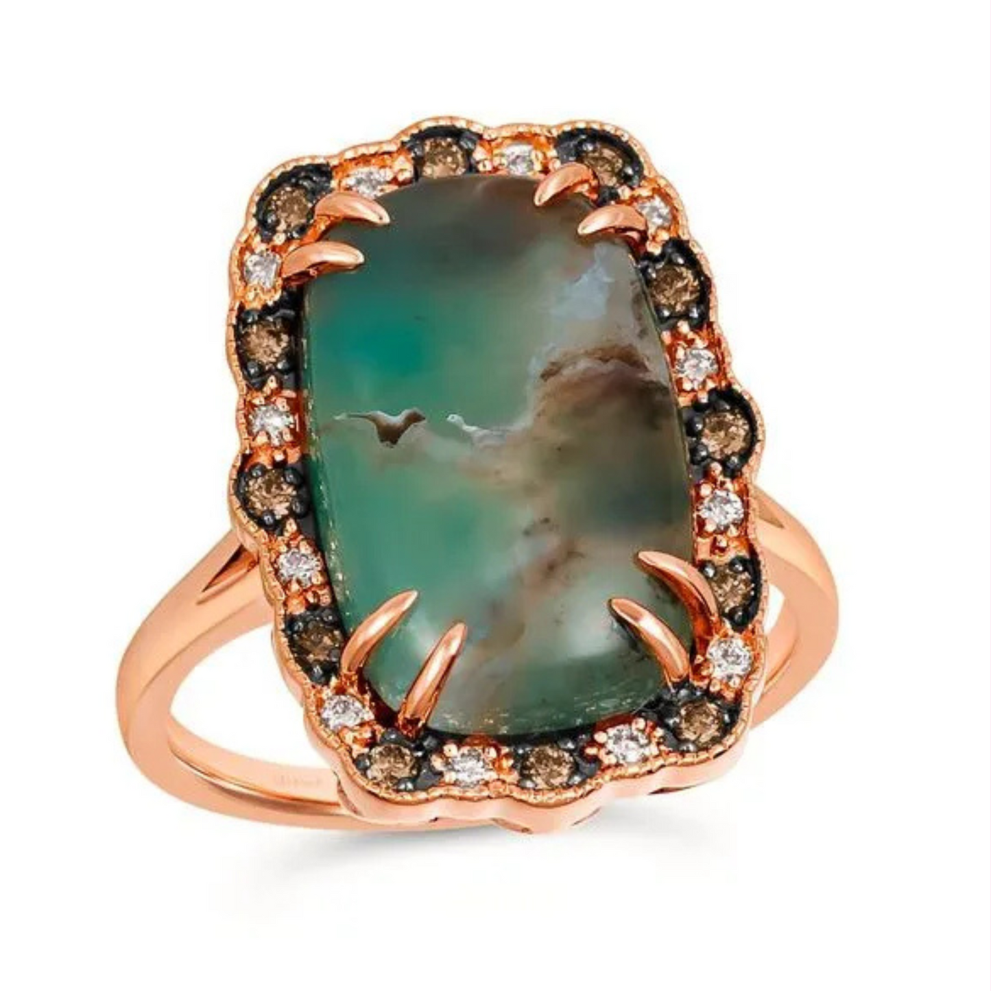 Le Vian 14K Strawberry Gold Peacock Aquaprase, Chocolate and Nude Diamond Ring 6ct