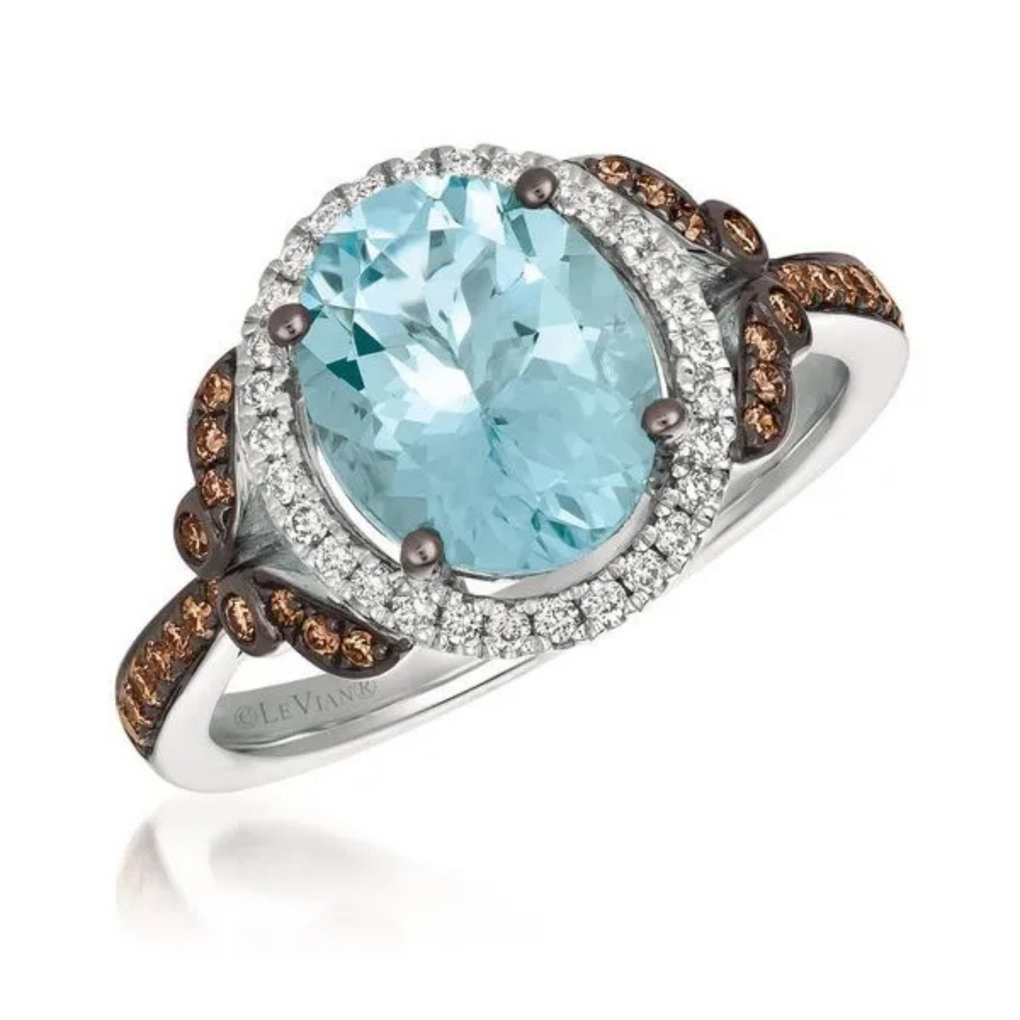 Le Vian 14K Vanilla Gold Chocolatier Sea Blue Aquamarine & Diamond Ring 2ct
