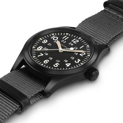 Hamilton Khaki Field Black PVD Stainless Steel Manual-Wind Watch 38 mm