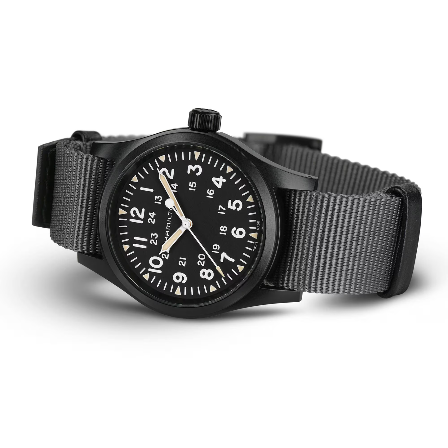 Hamilton Khaki Field Black PVD Stainless Steel Manual-Wind Watch 38 mm