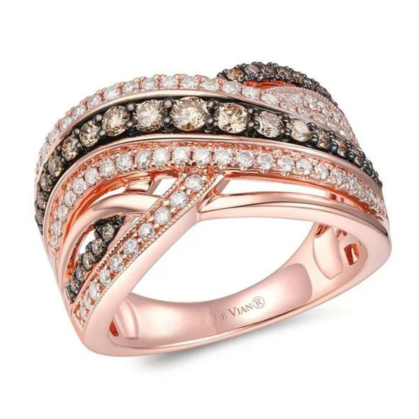 Le Vian 14K Strawberry Gold Chocolate and Nude Diamond Ring 0.5ct