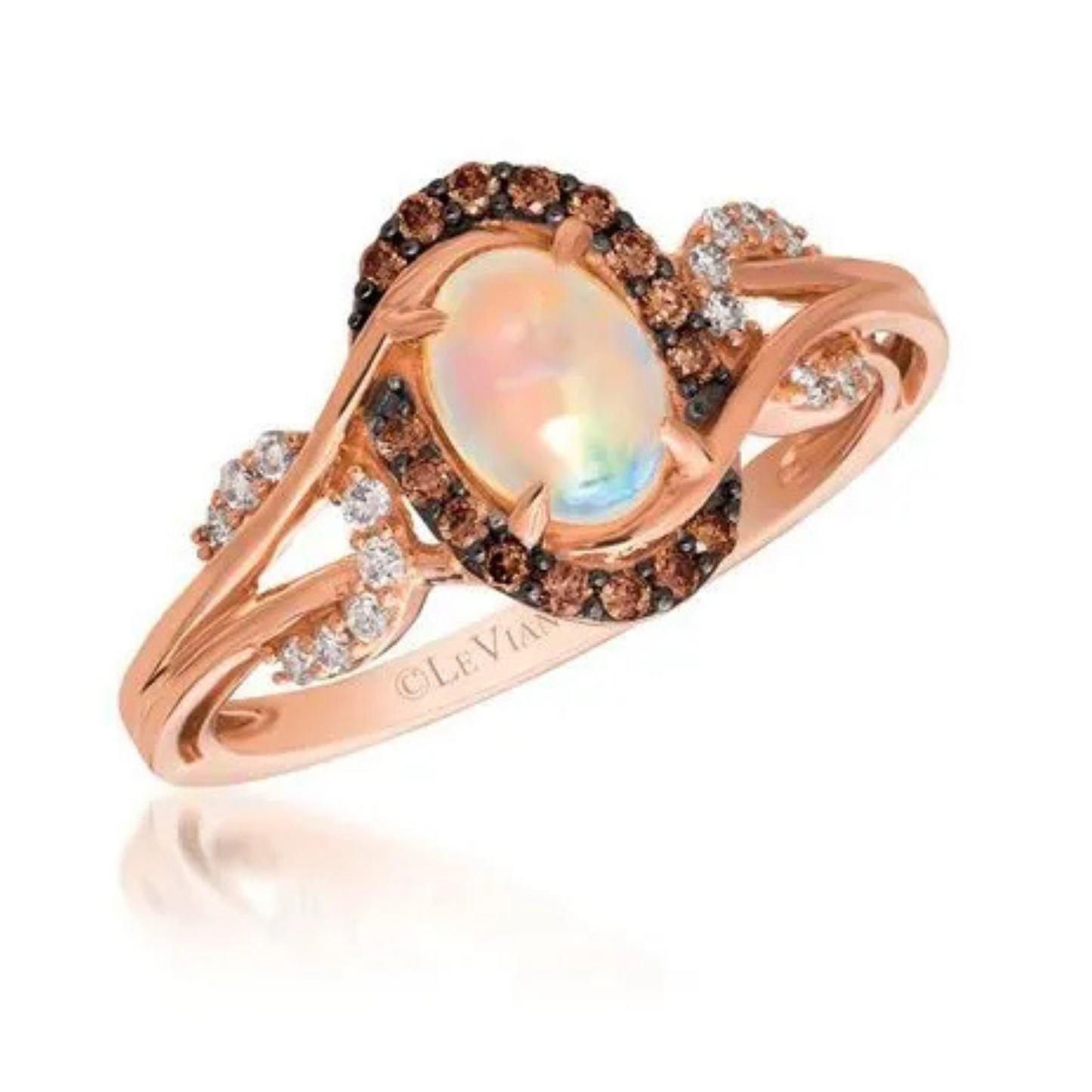 Le Vian 14K Strawberry Gold Neopolitan Opal, Chocolate and Vanilla Diamond Ring 0.5ct