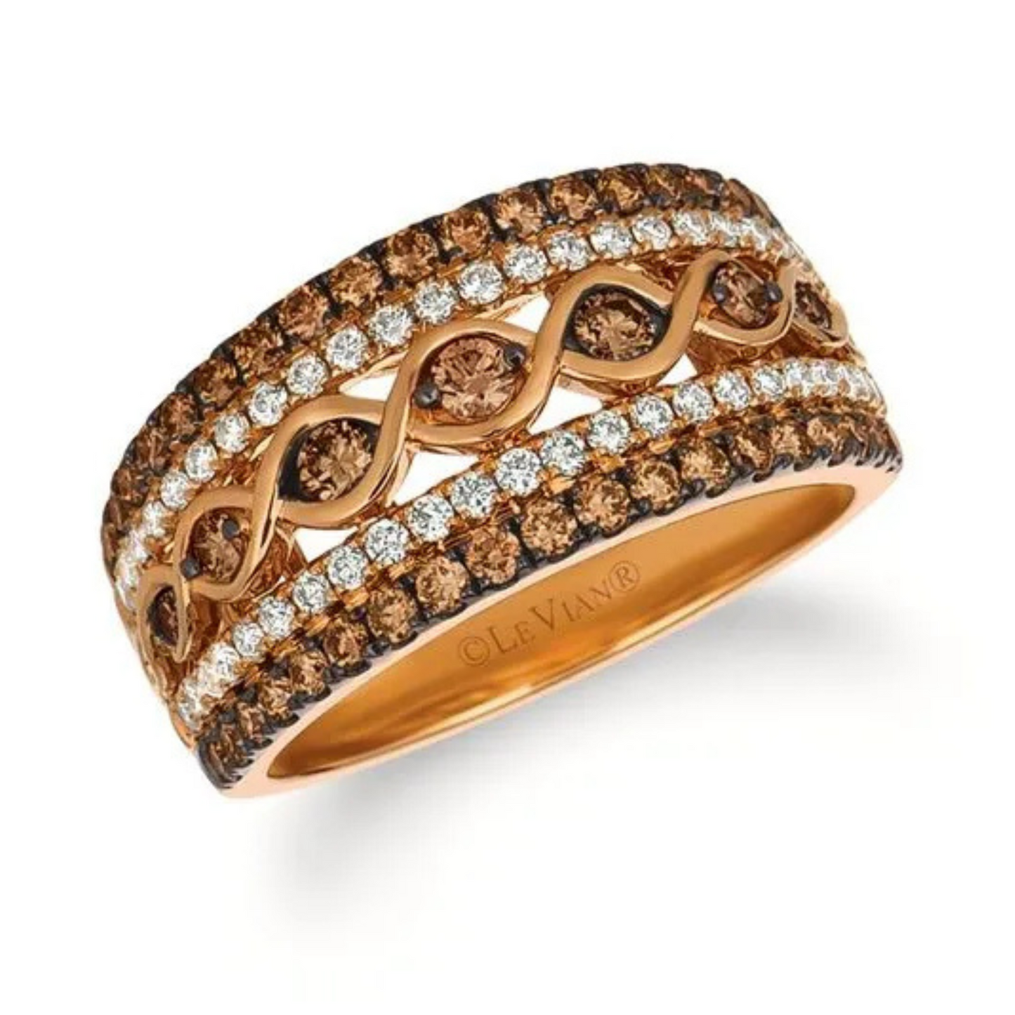 Le Vian 14K Strawberry Gold Chocolate and Vanilla Diamond Ring 0.625ct