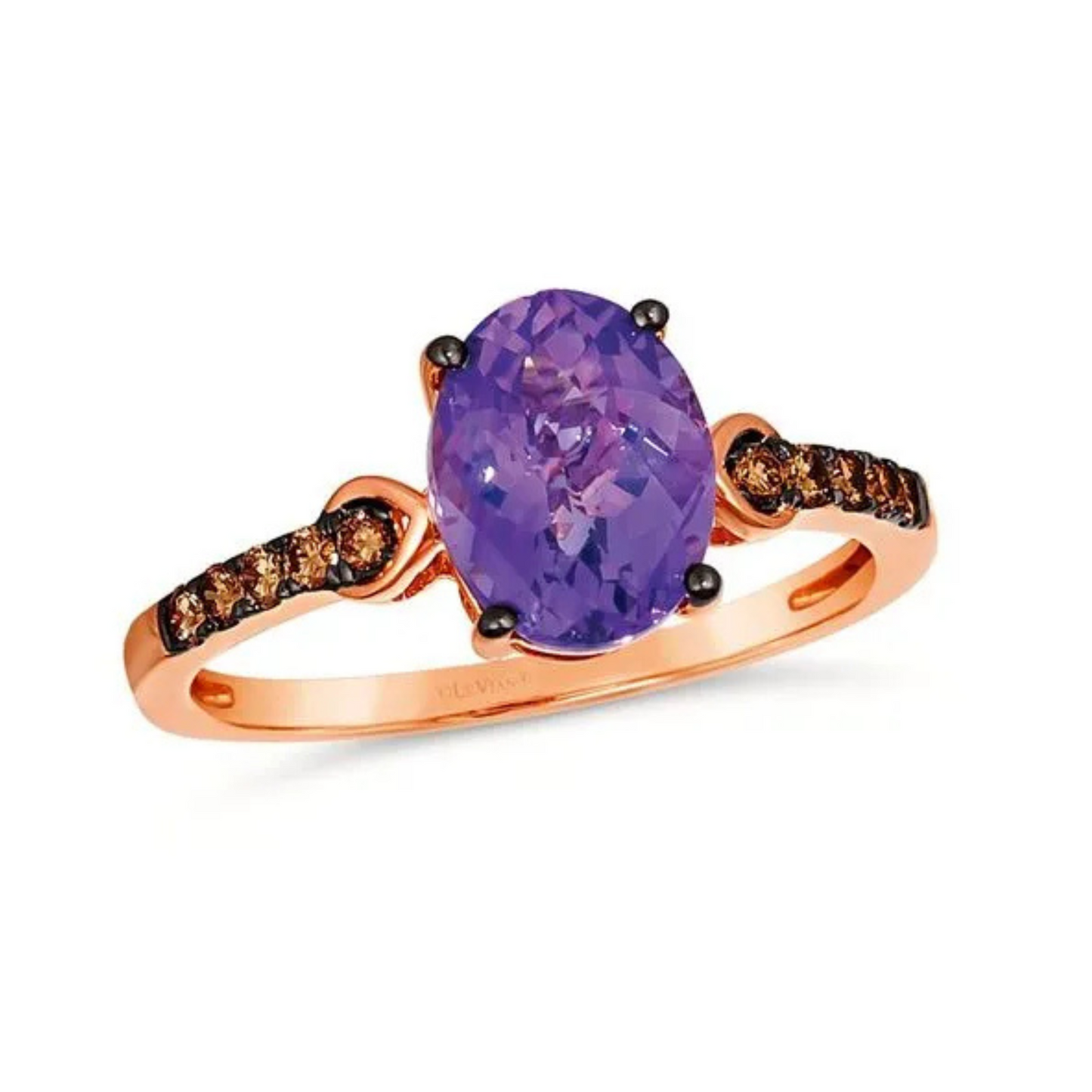 Le Vian 14K Strawberry Gold Grape Amethyst and Chocolate Diamond Ring 1.75ct