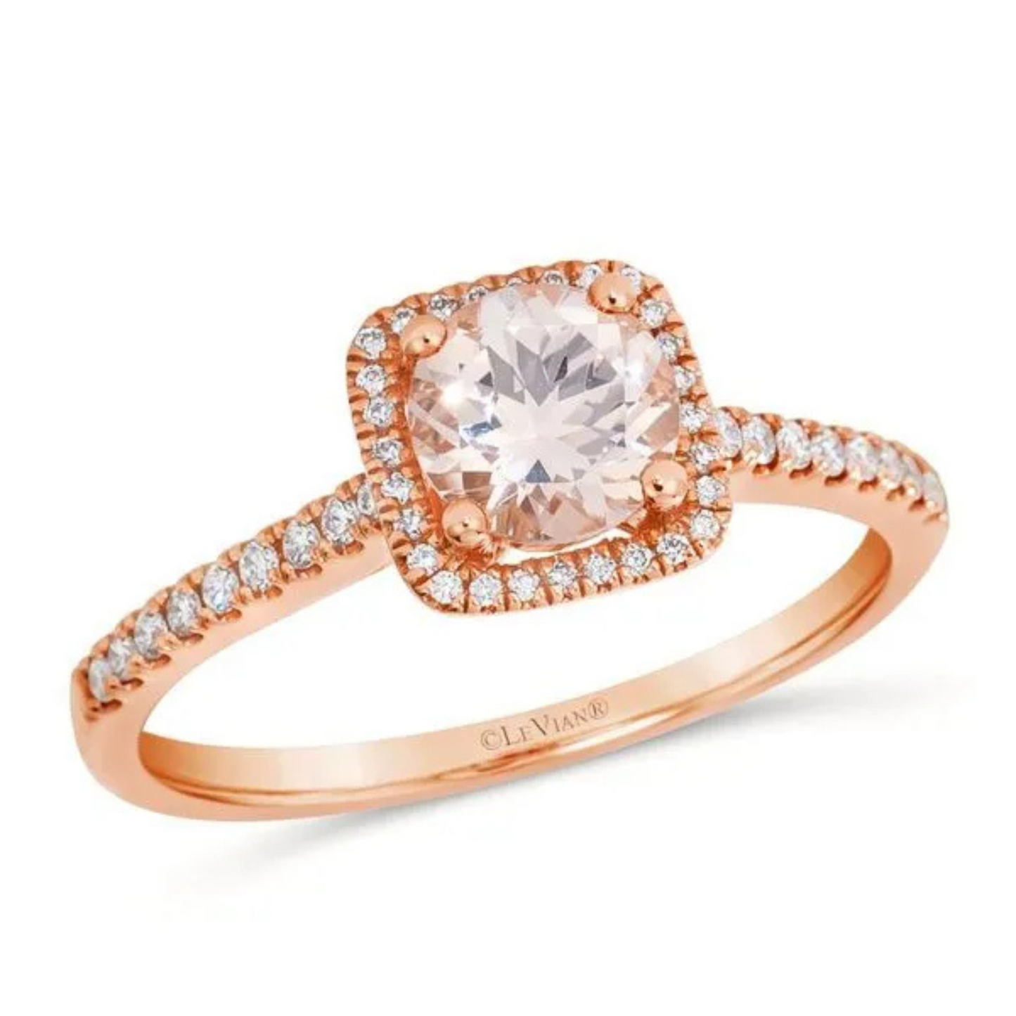 Le Vian 14K Strawberry Gold Peach Morganite and Vanilla Diamond Ring 0.5ct