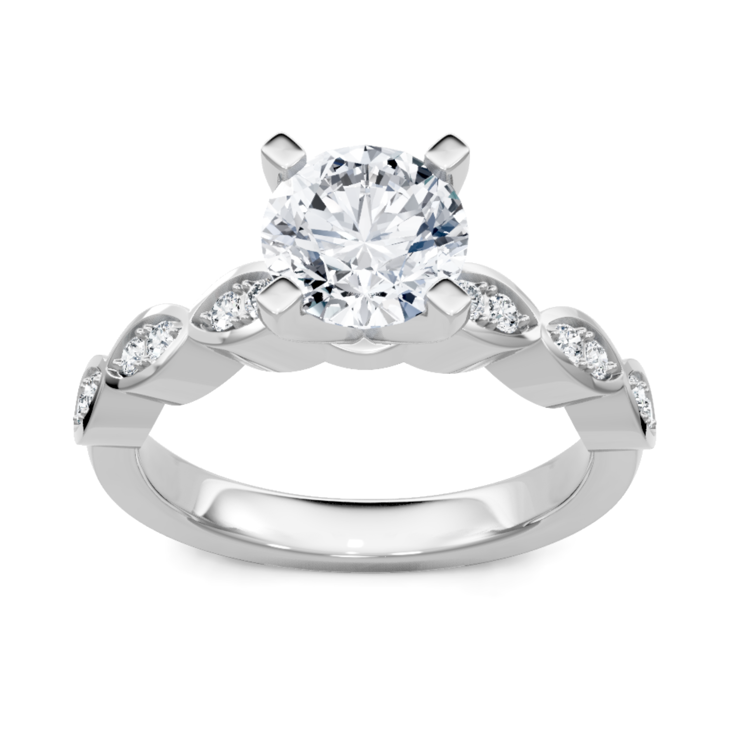 Imagine Bridal 14K White Gold Round Diamond Engagement Ring 0.17ct