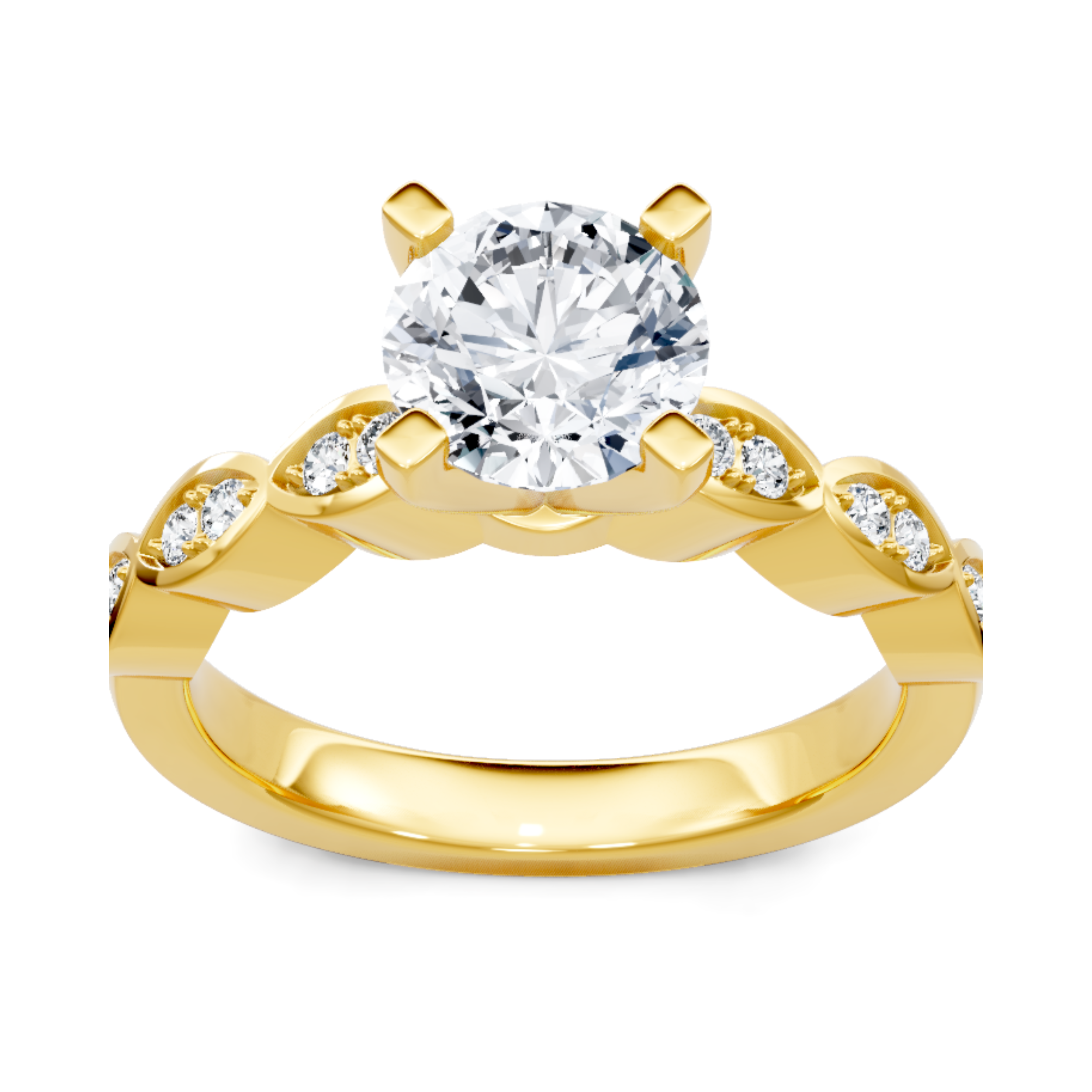 Imagine Bridal 14K Yellow Gold Round Diamond Engagement Ring 0.17ct