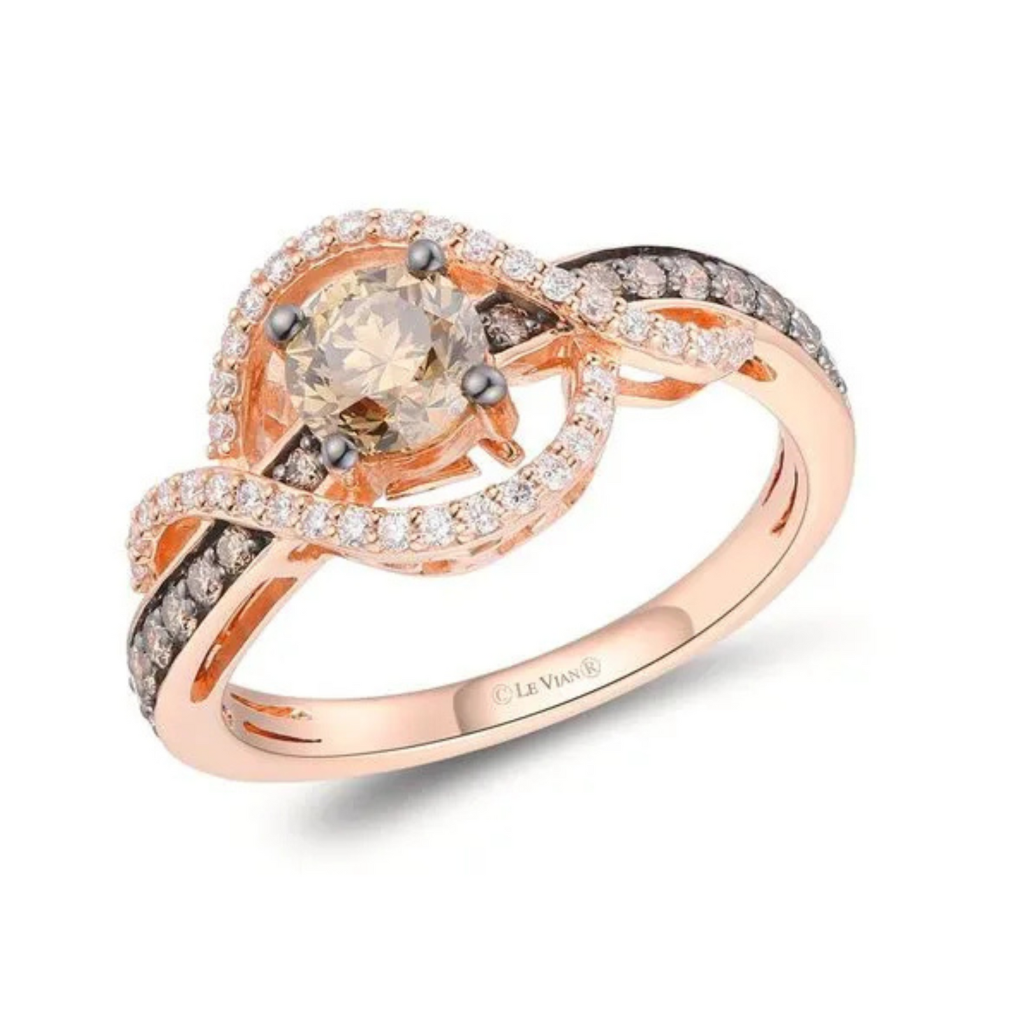 Le Vian 14K Strawberry Gold Chocolate and Vanilla Diamond Ring 0.875ct