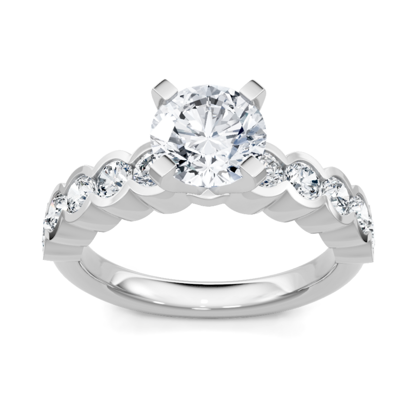 Imagine Bridal 14K White Gold Round Diamond Engagement Ring 0.75ct