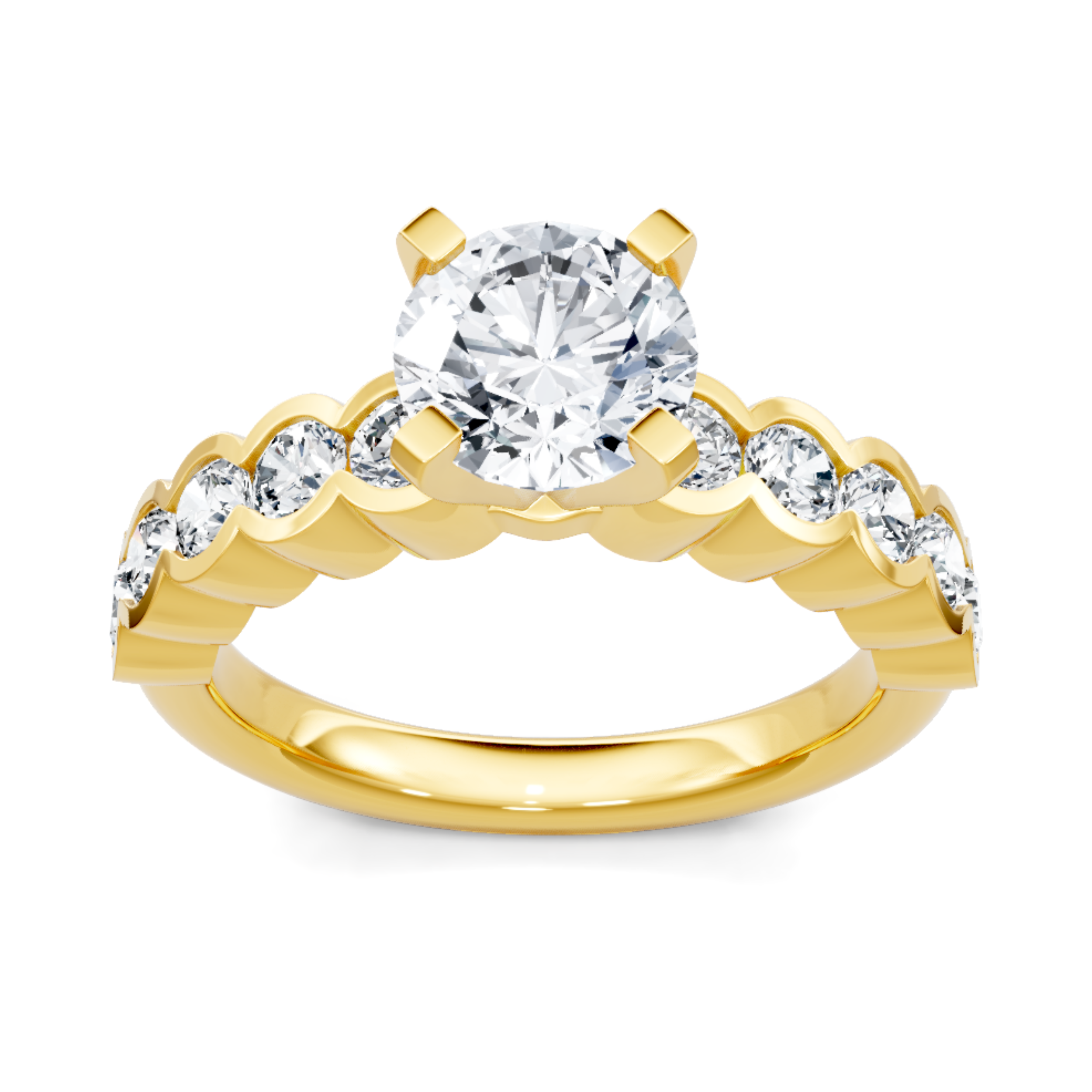 Imagine Bridal 14K Yellow Gold Round Diamond Engagement Ring 0.75ct