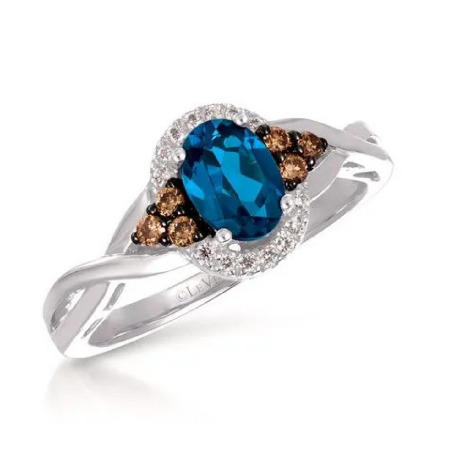 Le Vian 14K Vanilla Gold Deep Sea Blue Topaz and Diamond Ring 0.75ct