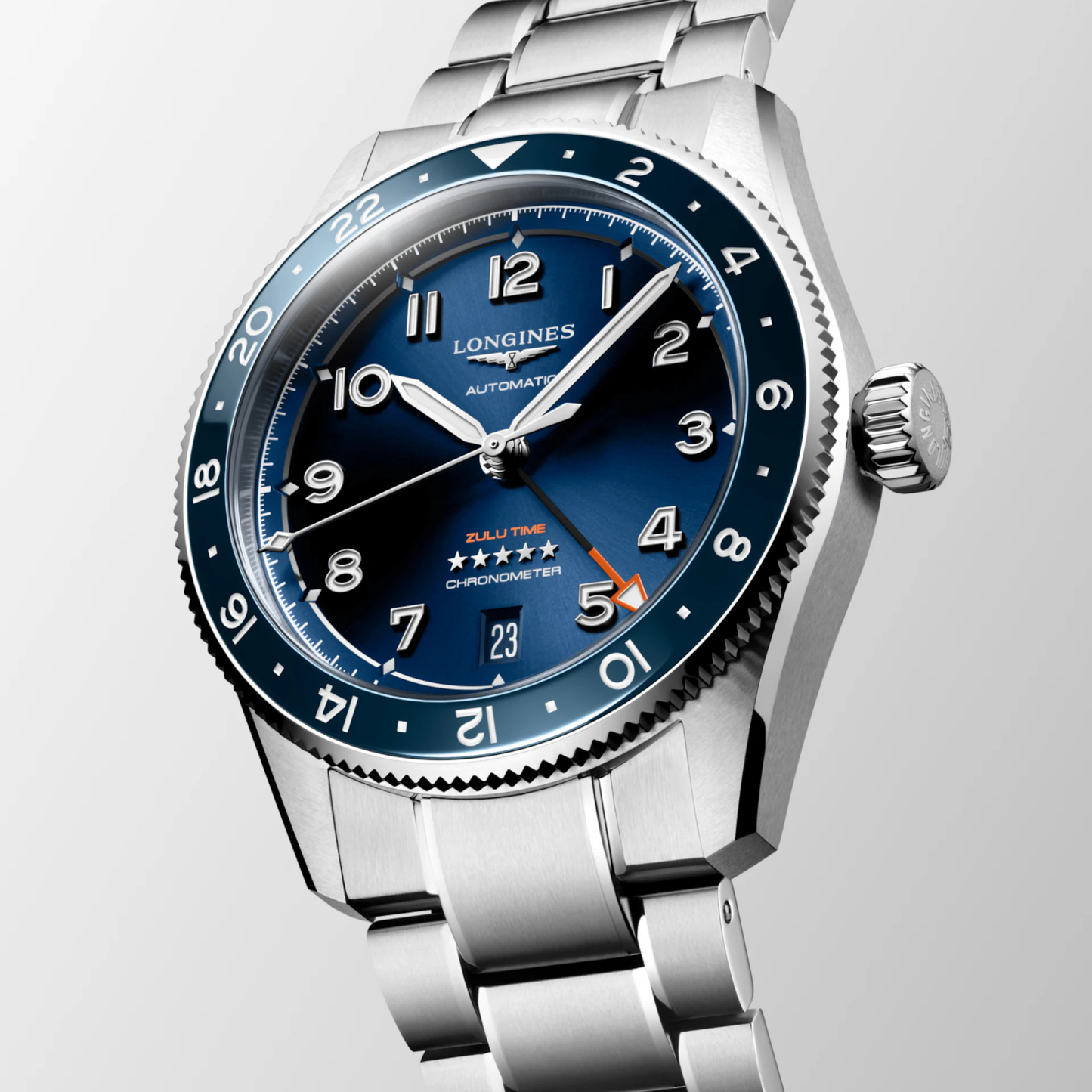 Longines Spirit Zulu Time Watch - Blue Dial 39 mm