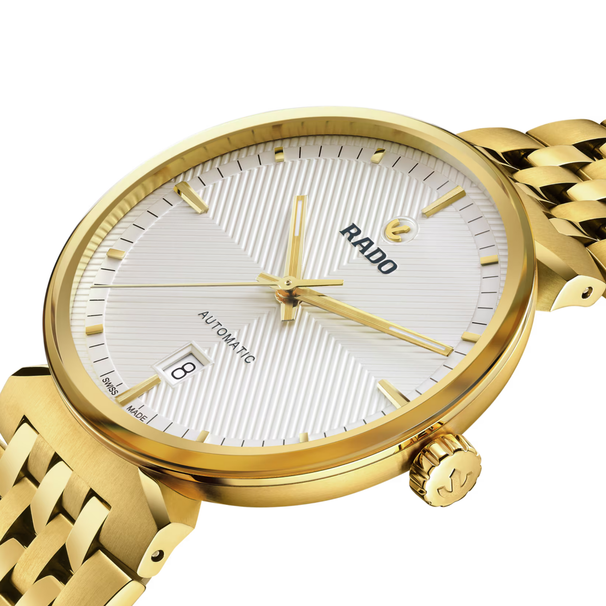 Rado Florence Gold-Tone Guilloche White Dial Automatic 39mm – Marc Rado Florence Gold-Tone Guilloche White Dial Automatic 39mm – Marc