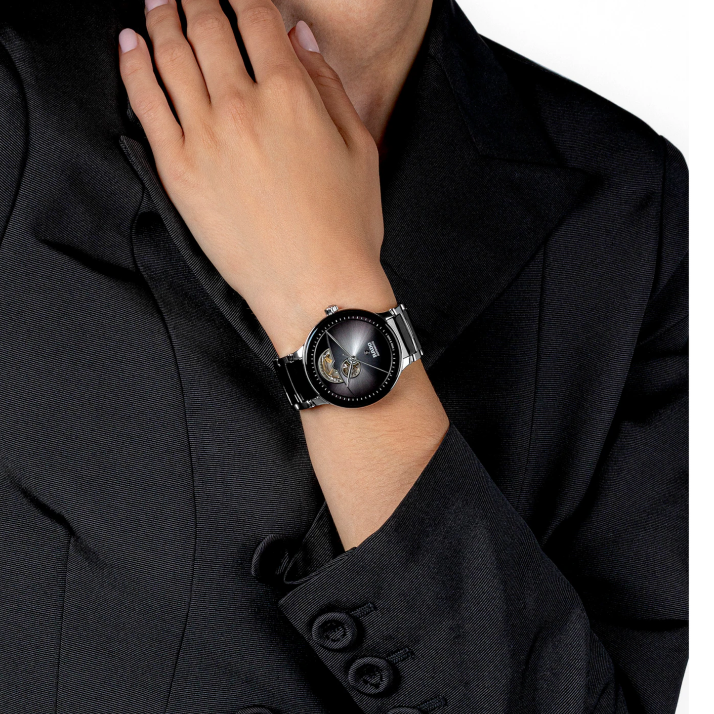 Rado Centrix Black Open Heart Automatic Watch 39.5 mm