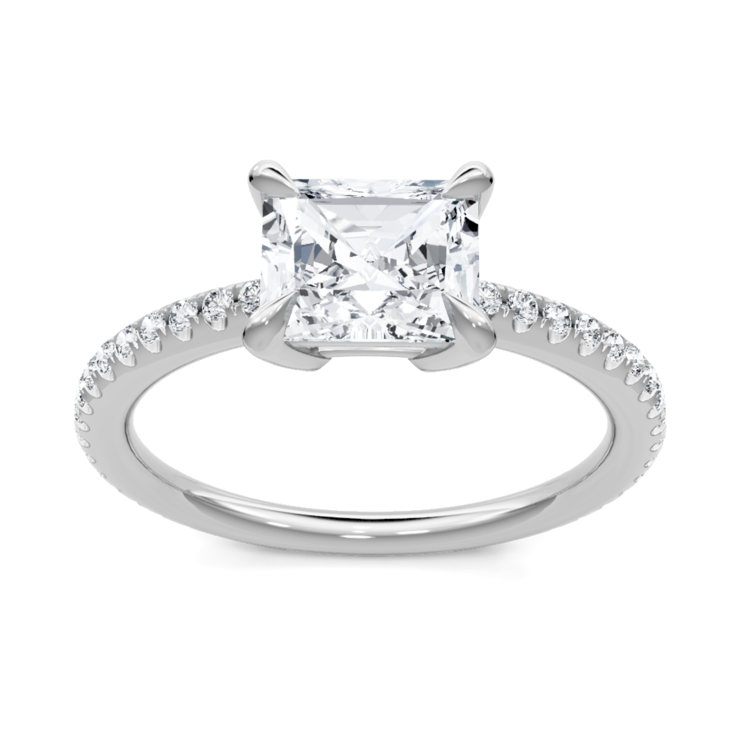Imagine Bridal 14K White Gold Emerald Diamond Engagement Ring 0.25ct