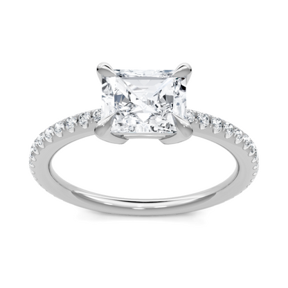 Imagine Bridal 14K White Gold Emerald Diamond Engagement Ring 0.25ct