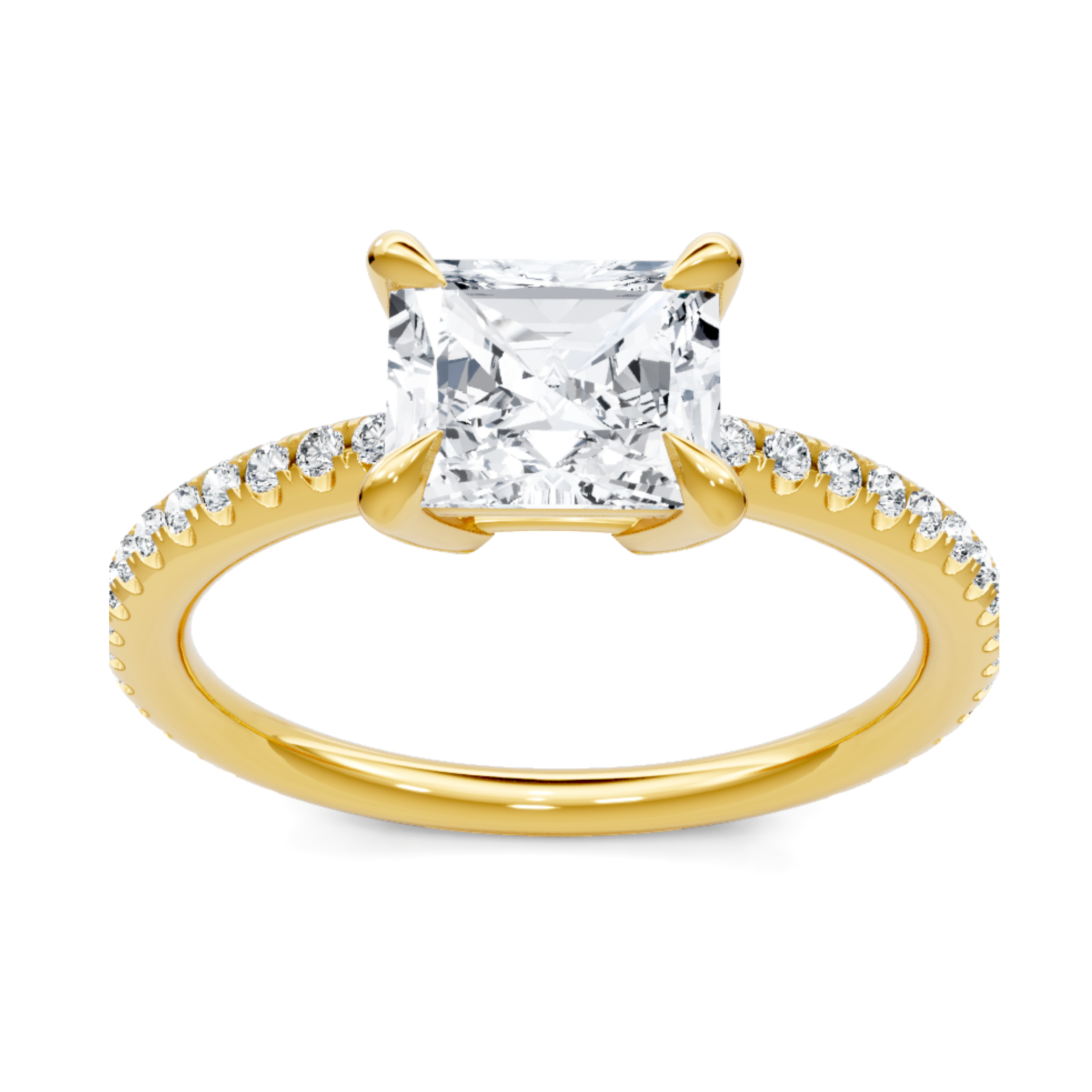 Imagine Bridal 14K Yellow Gold Emerald Diamond Engagement Ring 0.25ct