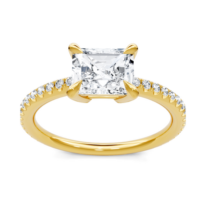 Imagine Bridal 14K Yellow Gold Emerald Diamond Engagement Ring 0.25ct