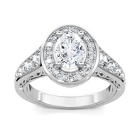 Imagine Bridal 14K White Gold Oval Diamond Engagement Ring 0.75ct