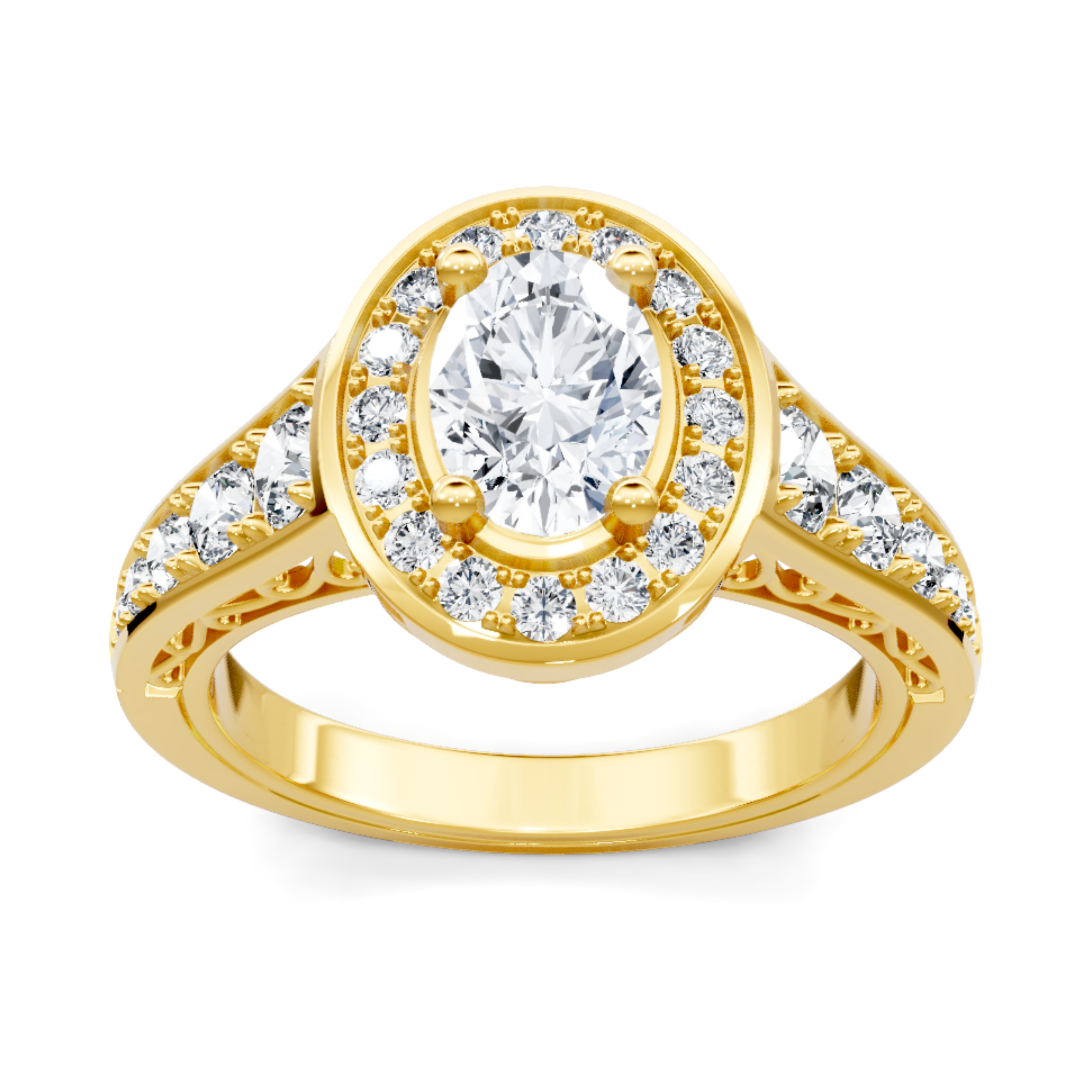 Imagine Bridal 14K Yellow Gold Oval Diamond Engagement Ring 0.75ct