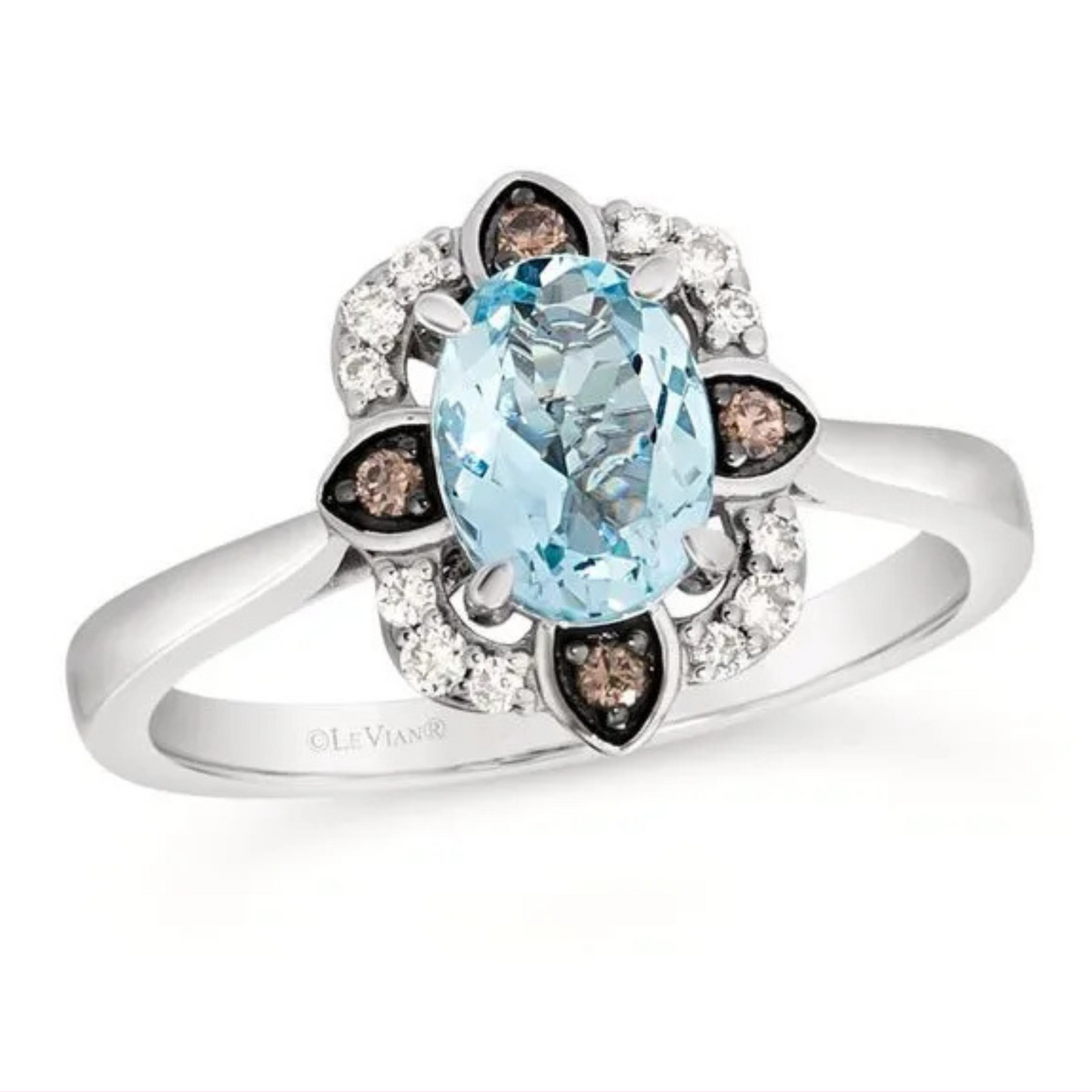 Le Vian 14K Vanilla Gold Sea Blue Aquamarine & Diamond Ring 0.875ct