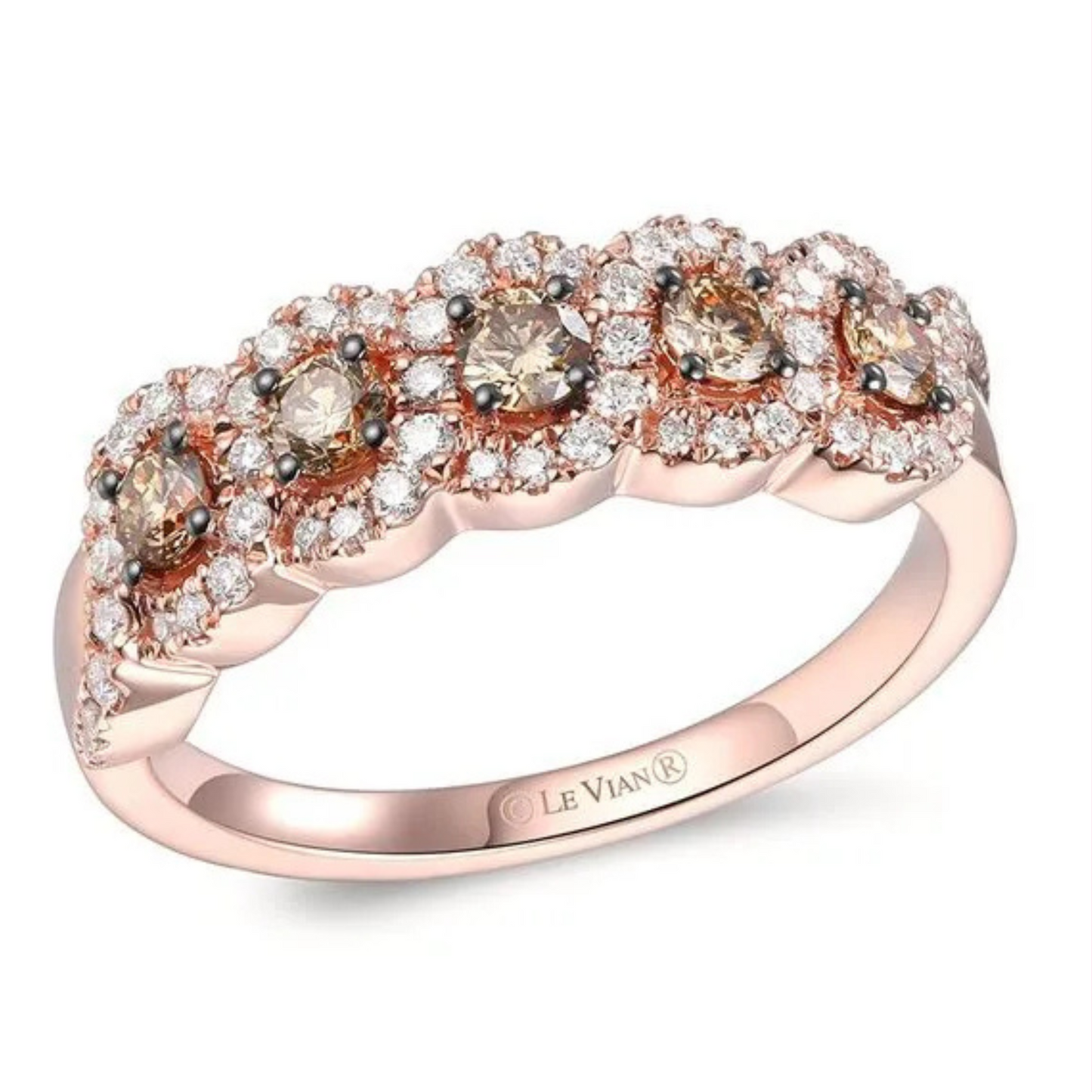 Le Vian 14K Strawberry Gold Chocolate & Vanilla Diamond Ring 0.375ct