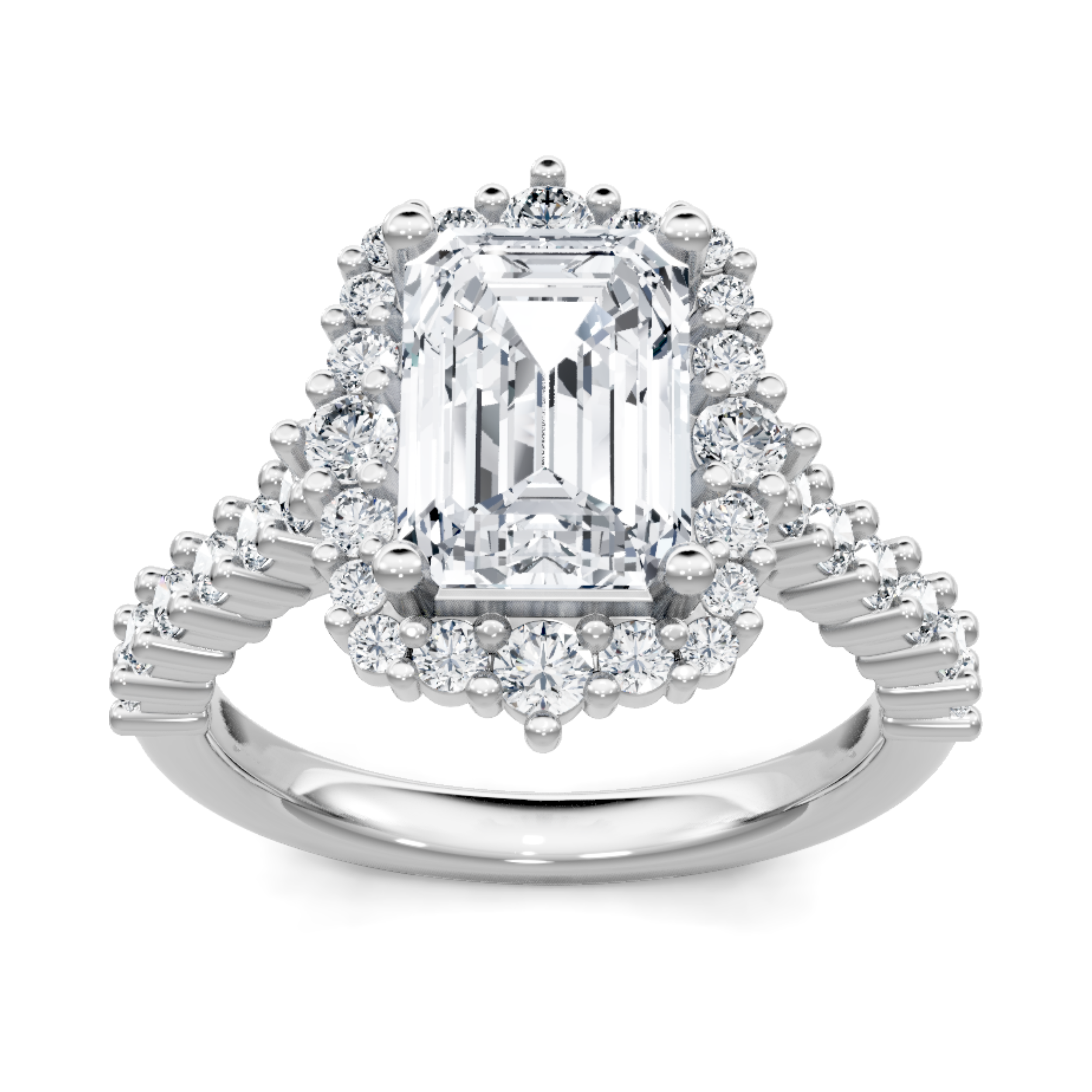 Imagine Bridal 14K White Gold Emerald Diamond Engagement Ring 0.62ct