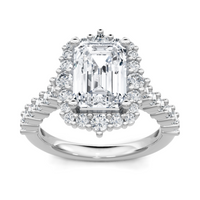 Imagine Bridal 14K White Gold Emerald Diamond Engagement Ring 0.62ct