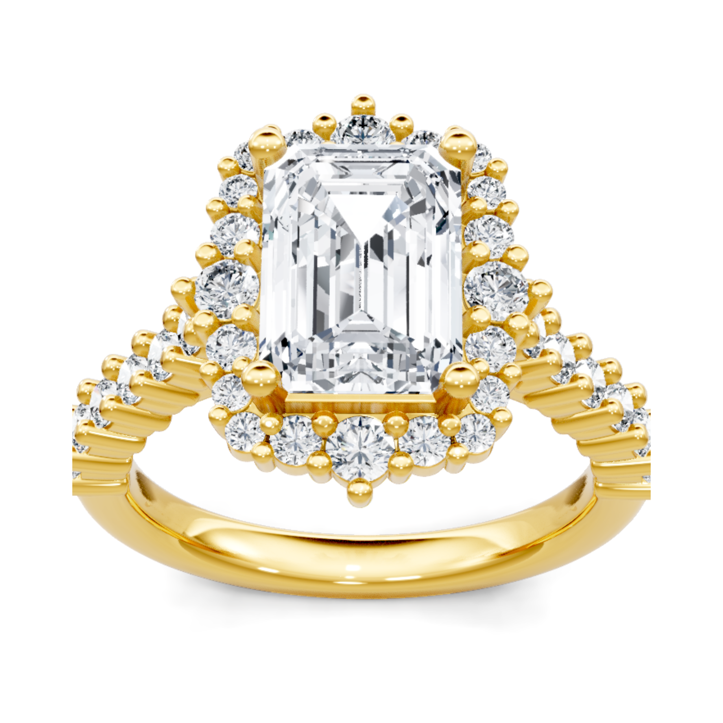 Imagine Bridal 14K Yellow Gold Emerald Diamond Engagement Ring 0.62ct