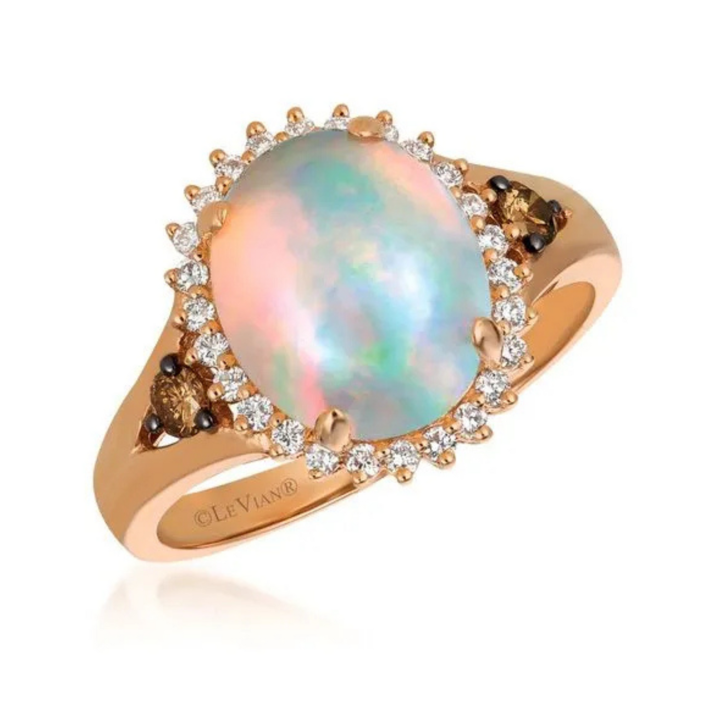 Le Vian 14K Strawberry Gold Neopolitan Opal with Chocolate & Vanilla Diamonds Ring 1.625ct