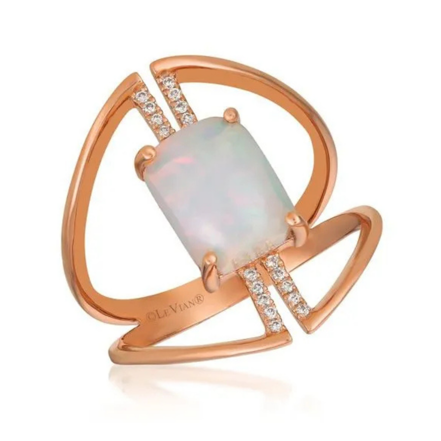 Le Vian 14K Strawberry Gold Neopolitan Opal & Delicate Vanilla Diamond Ring 0.05ct