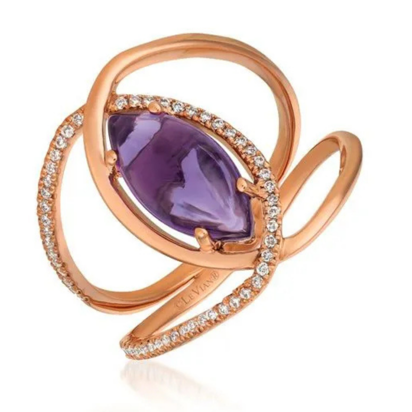 Le Vian 14K Strawberry Gold Grape Amethyst & Vanilla Diamond Statement Ring 1.875ct