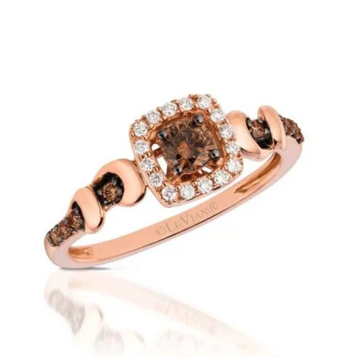 Le Vian 14K Strawberry Gold Delicate Chocolate & Vanilla Diamond Ring 0.25ct