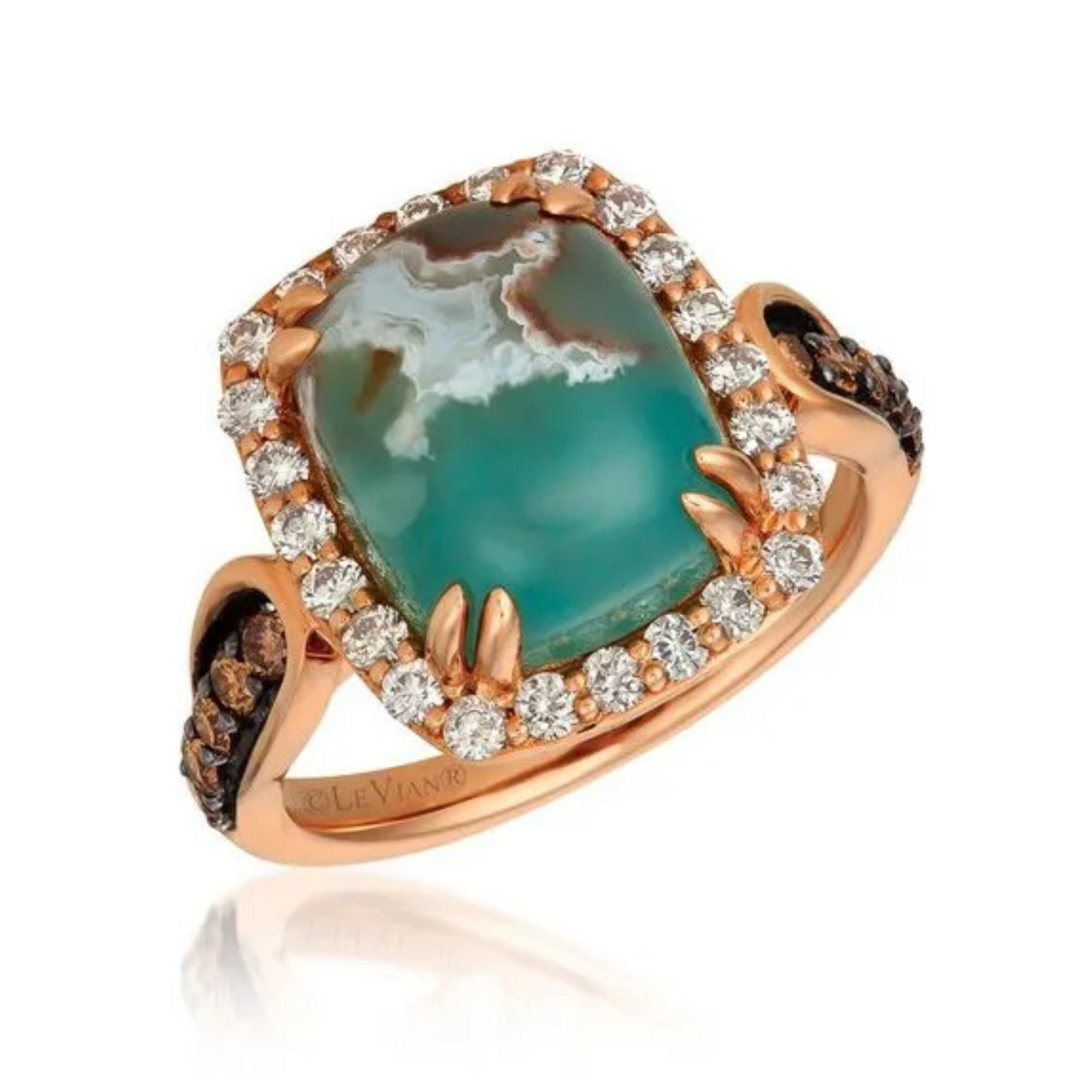 Le Vian 14K Strawberry Gold Peacock Aquaprase & Diamond Statement Ring 6ct