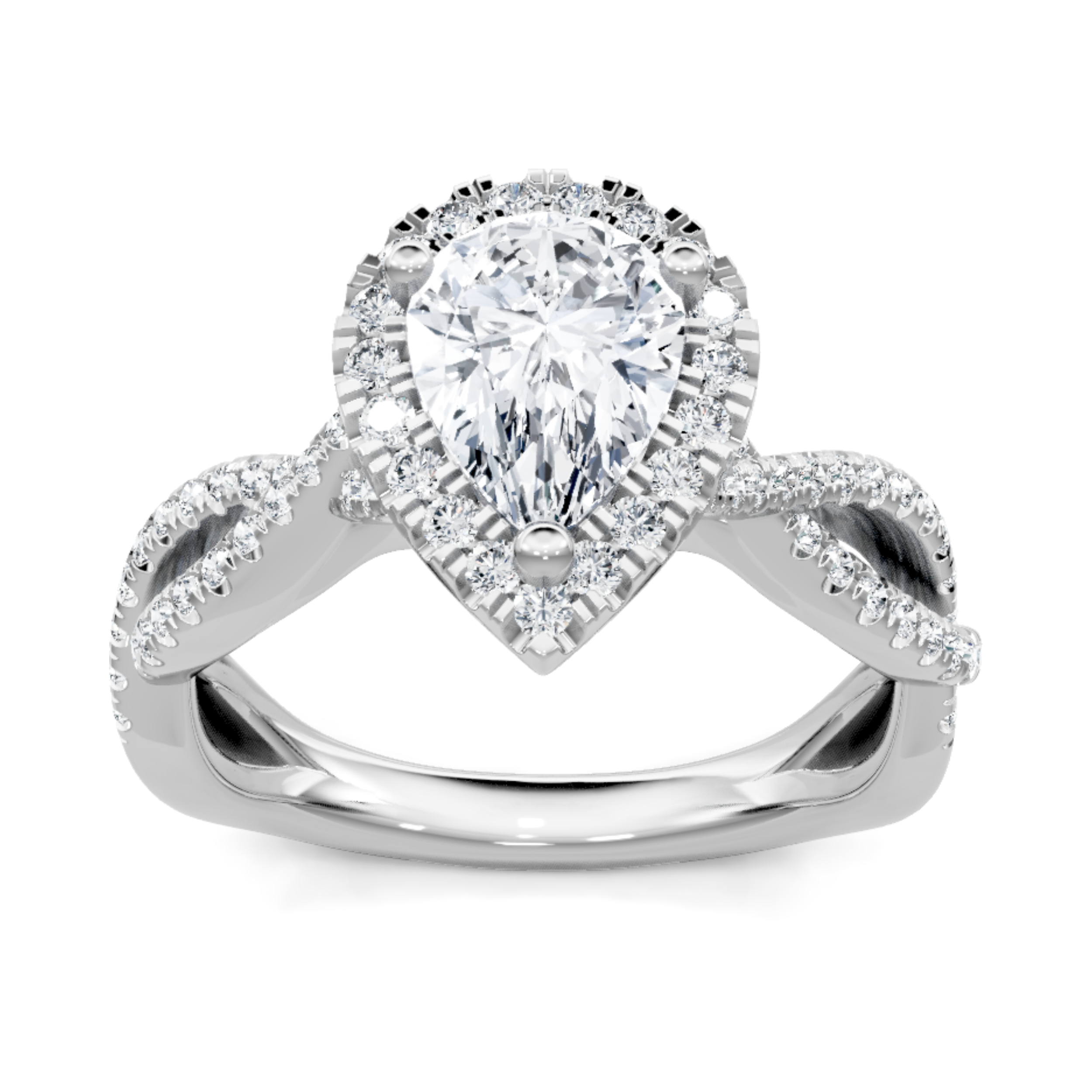 Imagine Bridal 14K White Gold Pear Diamond Engagement Ring 0.33ct