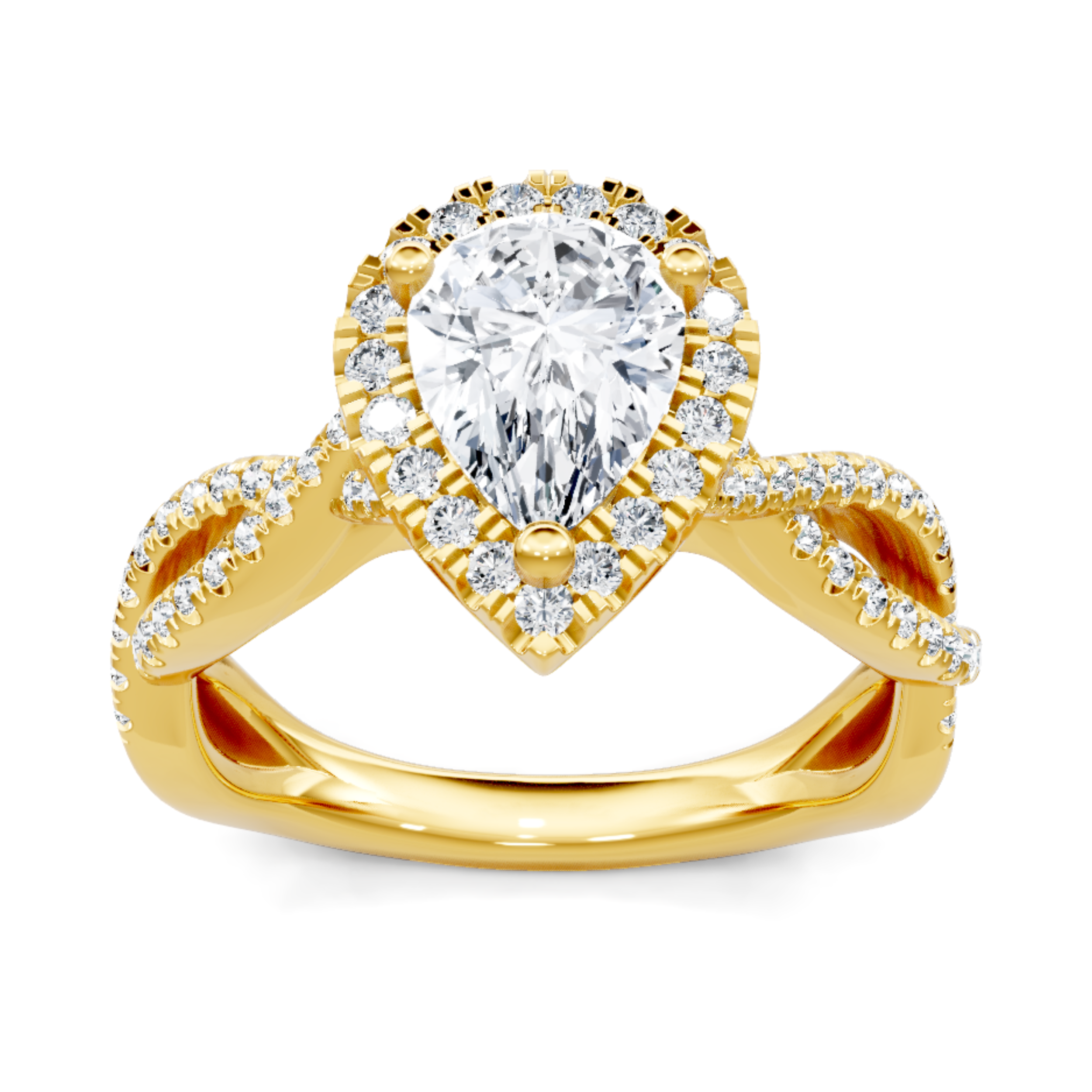 Imagine Bridal 14K Yellow Gold Pear Diamond Engagement Ring 0.33ct
