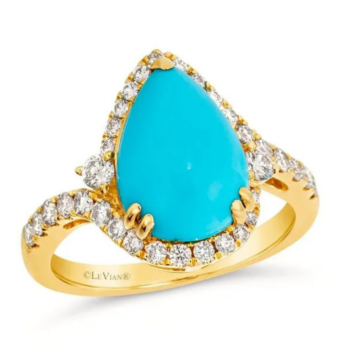 Le Vian 14K Honey Gold Robin’s Egg Blue Turquoise & Nude Diamond Ring 3.25ct