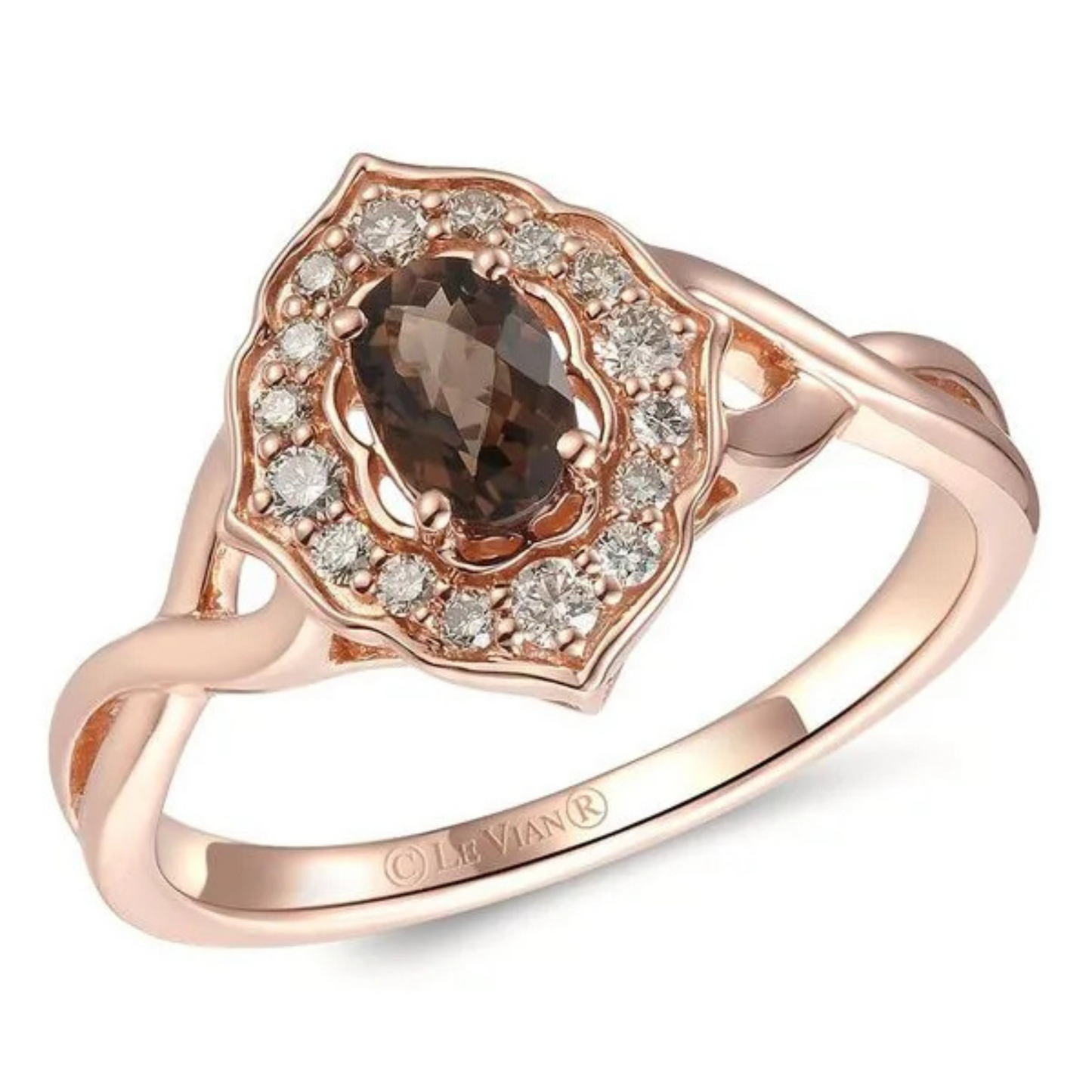 Le Vian 14K Strawberry Gold Chocolate Quartz & Nude Diamond Ring 0.375ct