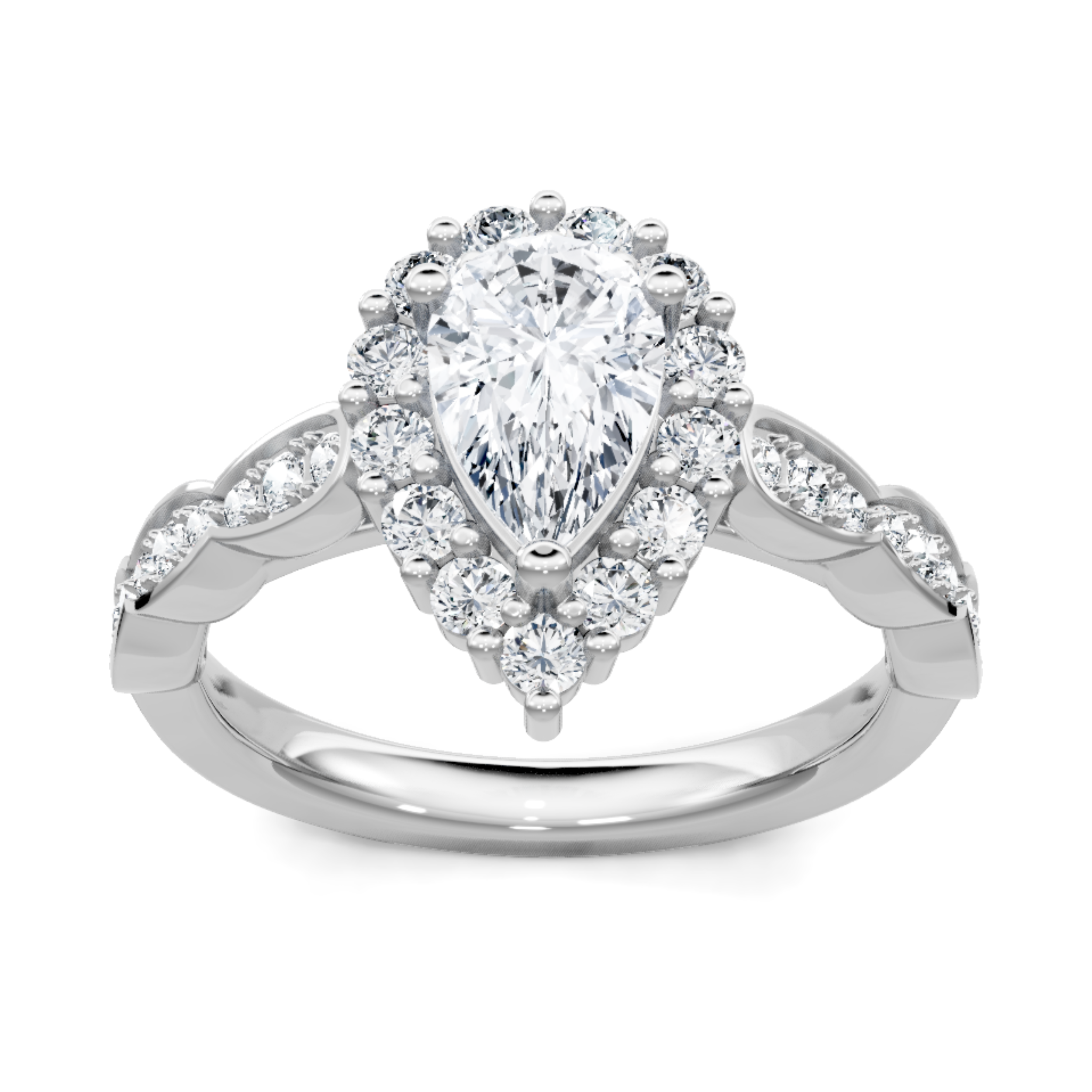 Imagine Bridal 14K White Gold Pear Diamond Engagement Ring 0.50ct