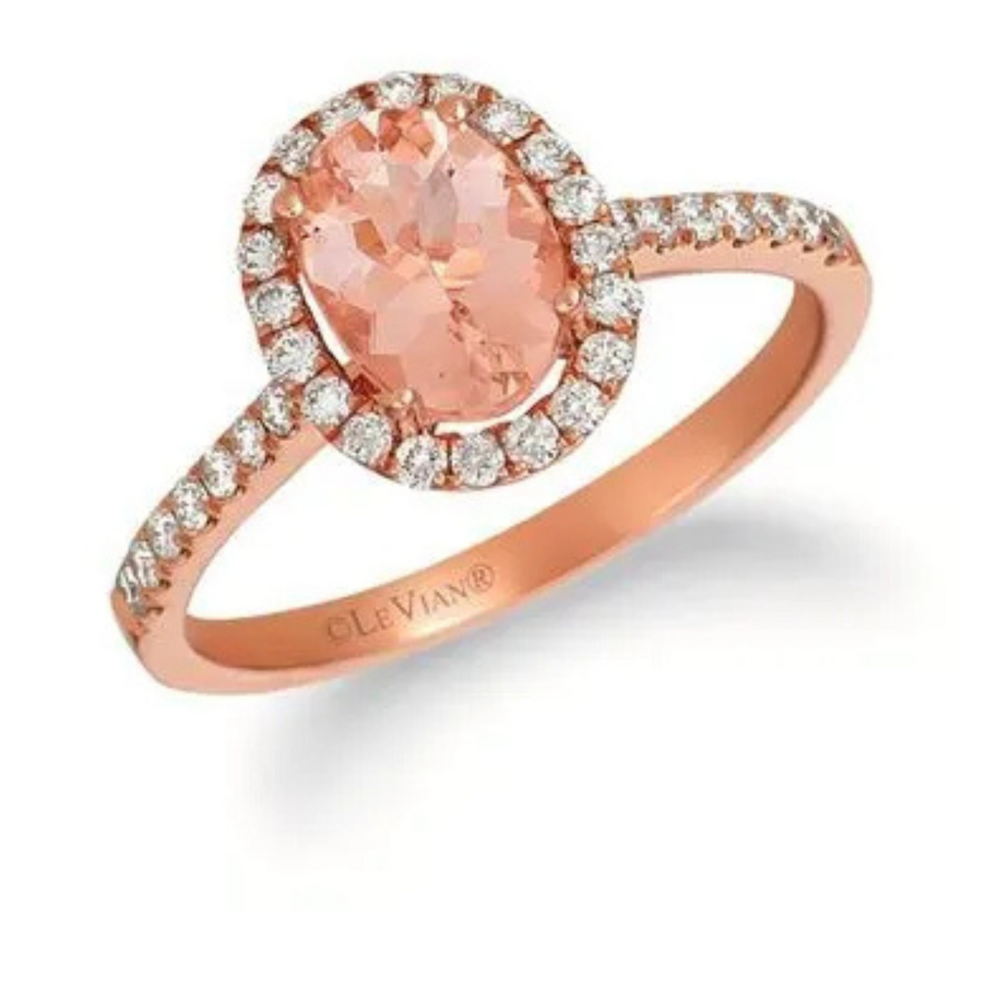 Le Vian 14K Strawberry Gold Bridal Peach Morganite & Vanilla Diamond Ring