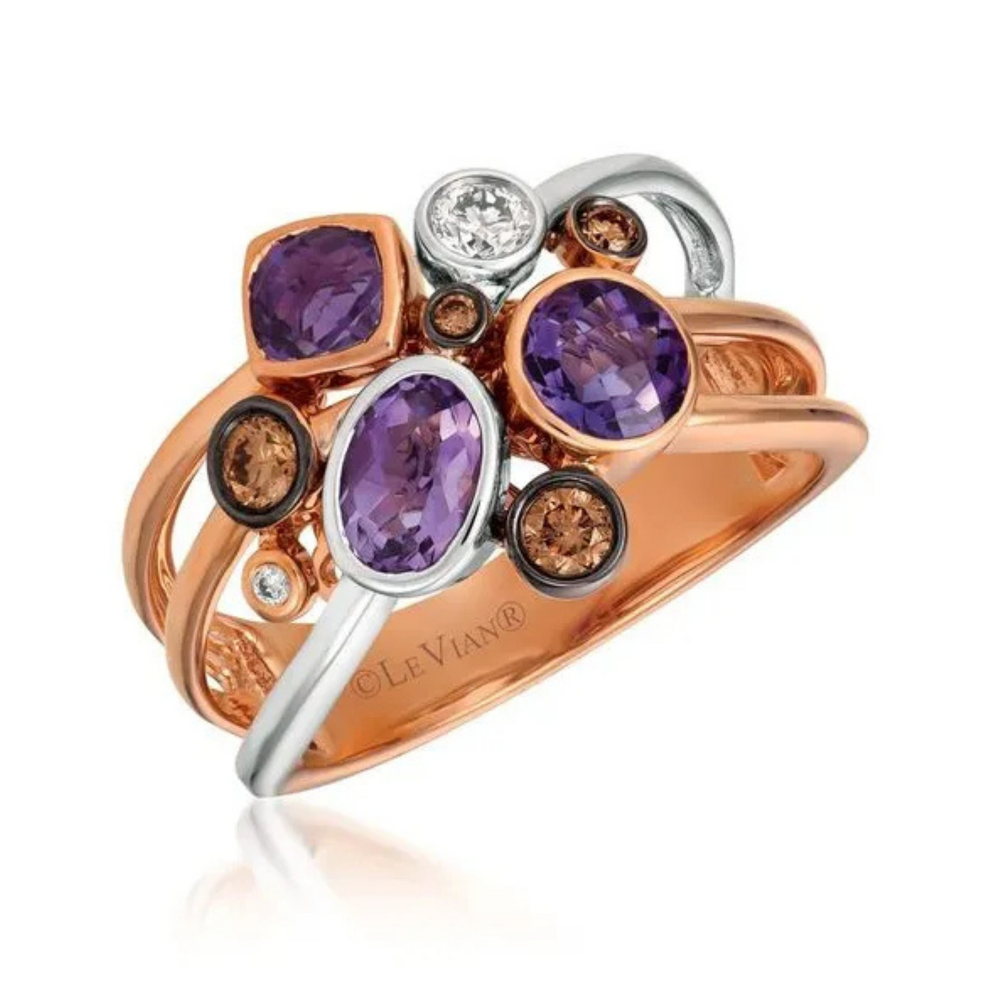 Le Vian Chocolatier Grape Amethyst, Chocolate & Vanilla Diamond Ring 1ct