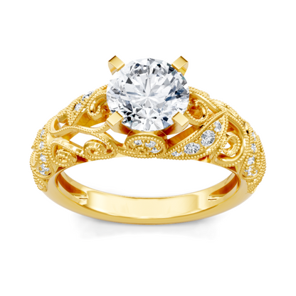 Imagine Bridal 14K Yellow Gold Round Diamond Engagement Ring 0.17ct