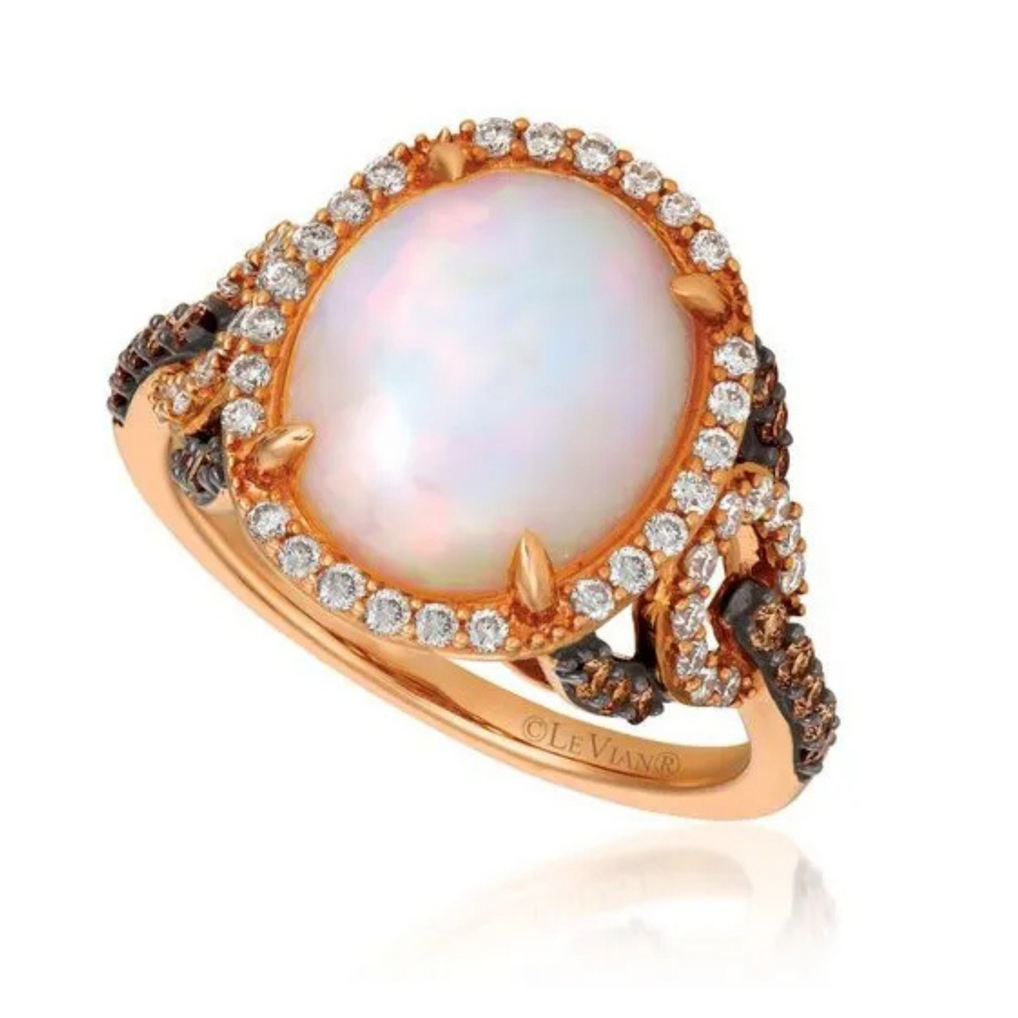 Le Vian 14K Strawberry Gold Large Neopolitan Opal Ring 2.625ct
