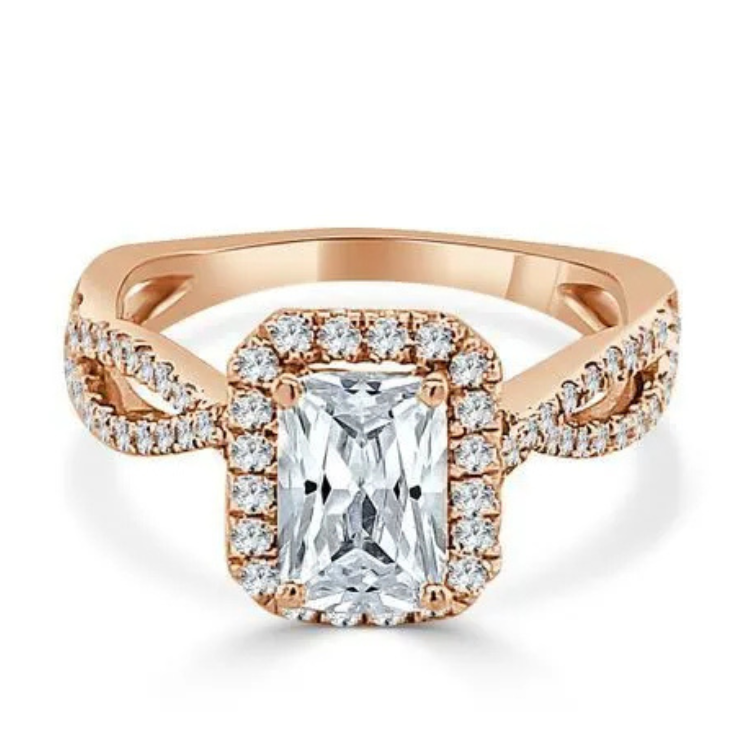 Imagine Bridal 14K White Gold Emerald Diamond Engagement Ring 0.33ct