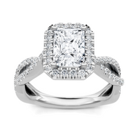 Imagine Bridal 14K White Gold Emerald Diamond Engagement Ring 0.33ct