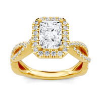 Imagine Bridal 14K Yellow Gold Emerald Diamond Engagement Ring 0.33ct