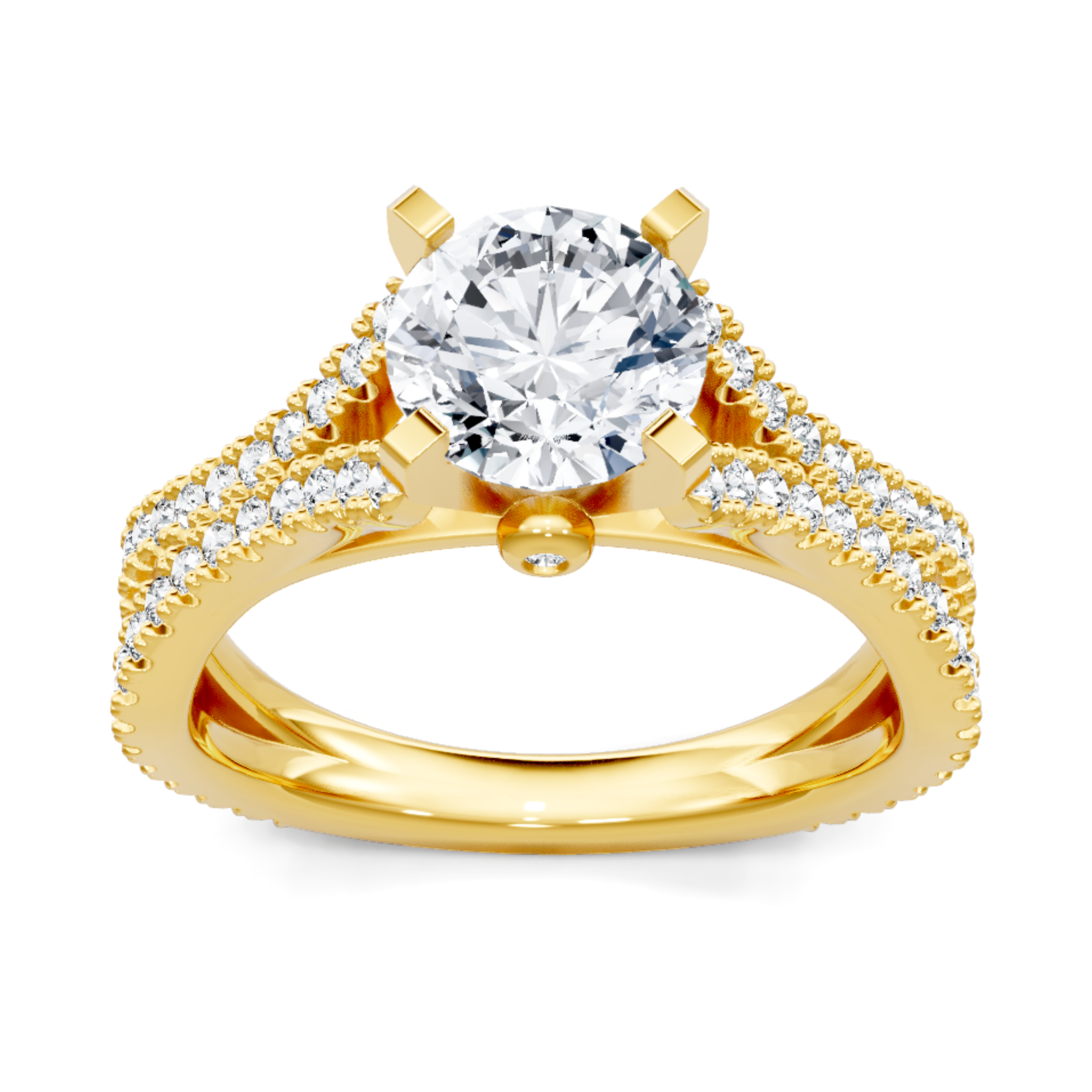 Imagine Bridal 14K Yellow Gold Round Diamond Engagement Ring 0.50ct