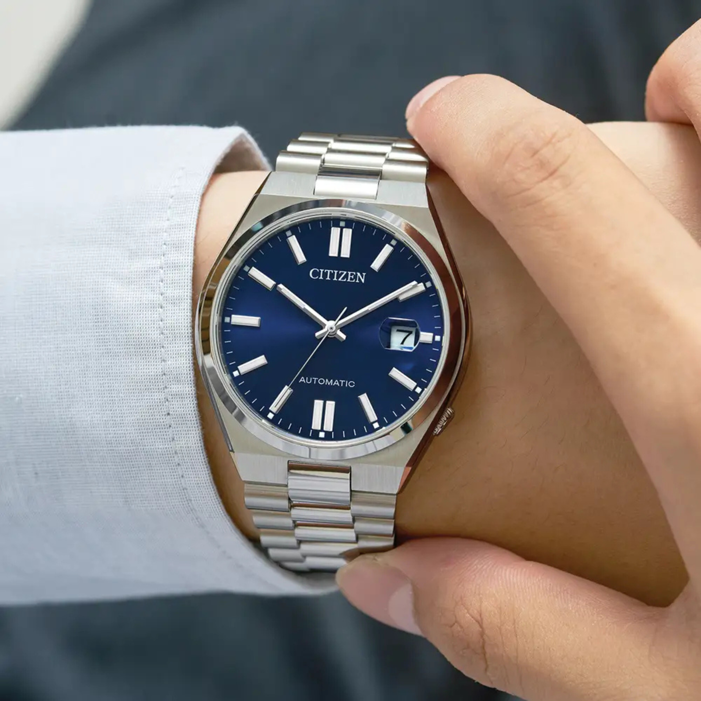 Citizen TSUYOSA Silver Stainless Steel Blue Dial Automatic Watch 40 mm