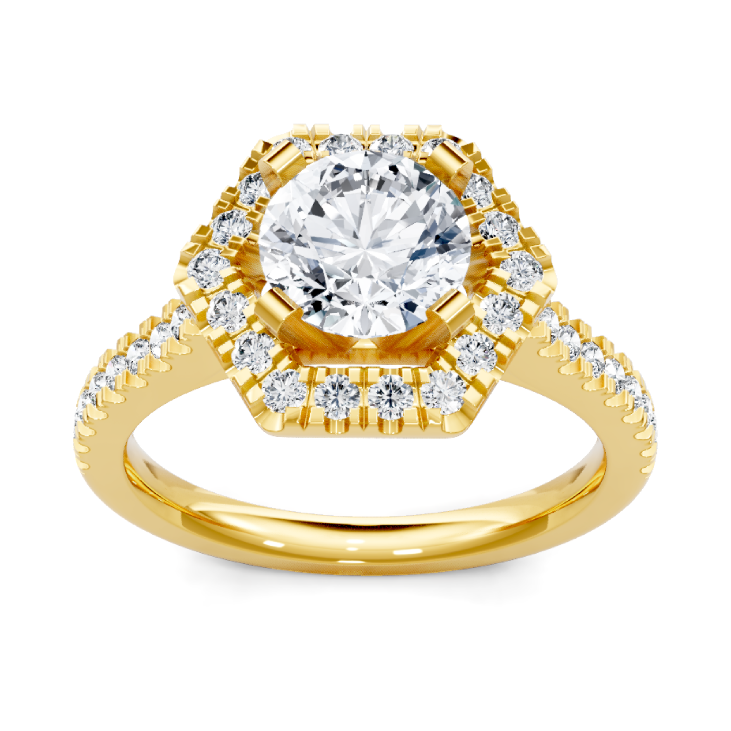 Imagine Bridal 14K Yellow Gold Round Diamond Engagement Ring 0.40ct