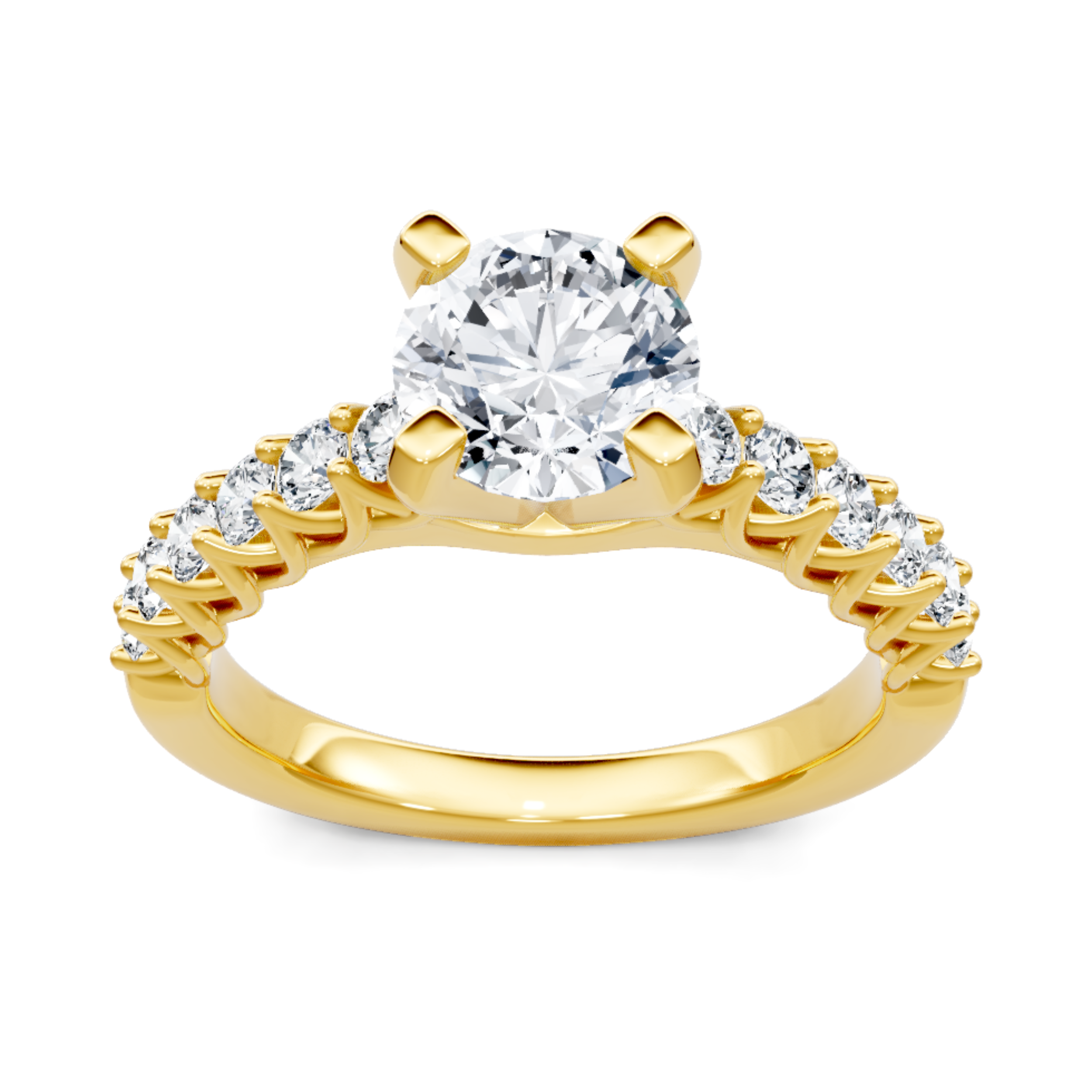Imagine Bridal 14K Yellow Gold Round Diamond Engagement Ring 0.50ct